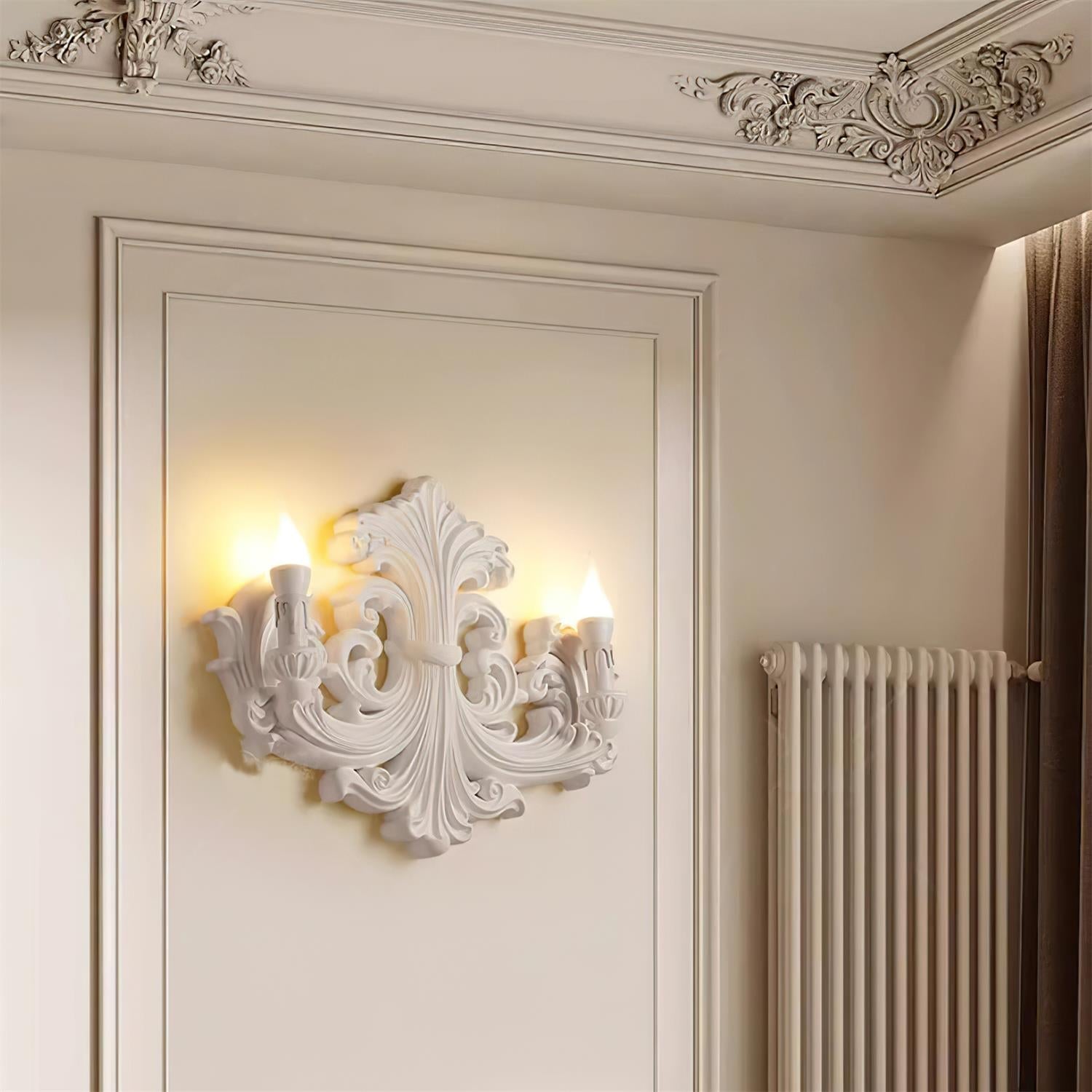 Wall Lamp Sculptural Plaster Candle Arms Uplighting Elegant - Neutral Decor