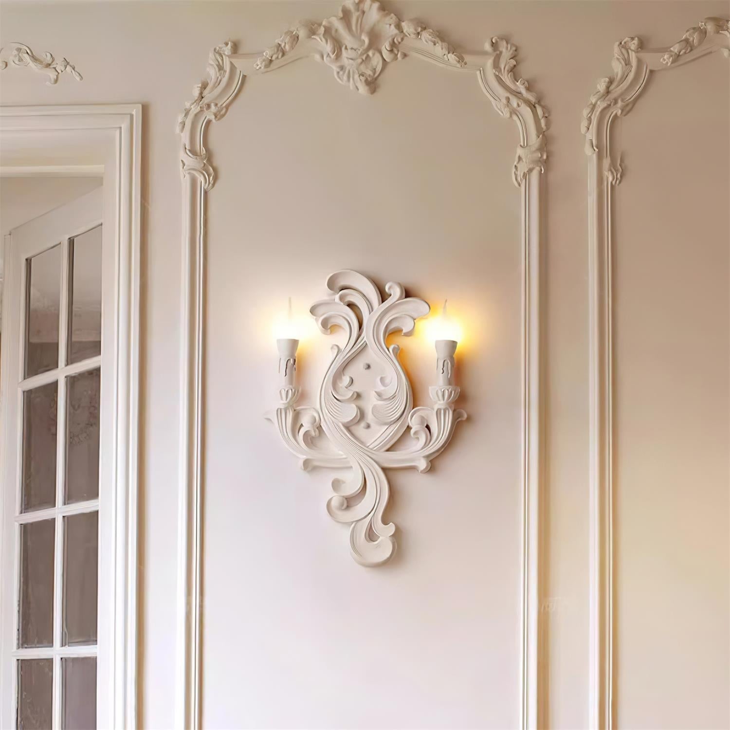 Wall Lamp Sculptural Plaster Candle Arms Uplighting Elegant - Neutral Decor