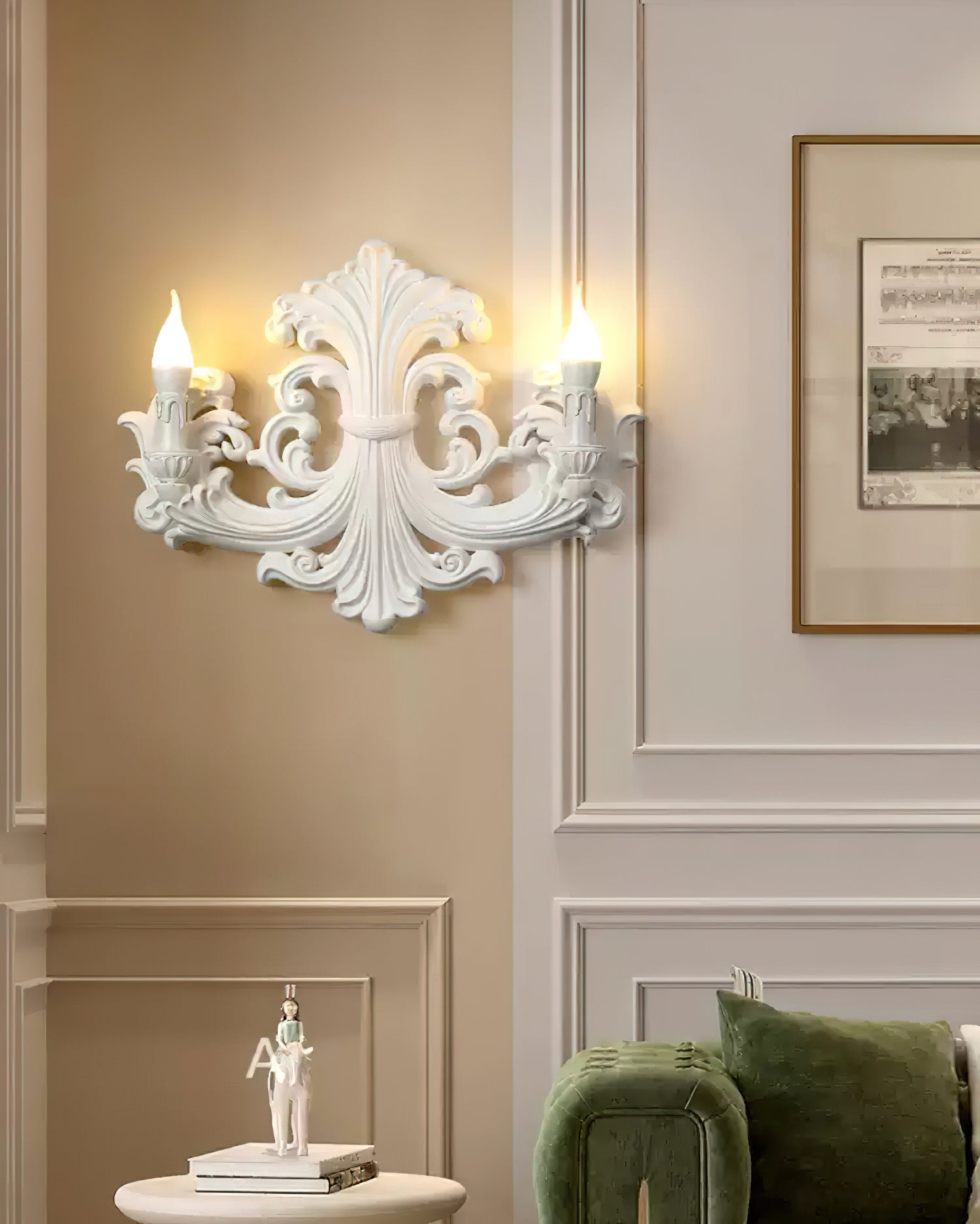 Wall Lamp Sculptural Plaster Candle Arms Uplighting Elegant - Neutral Decor