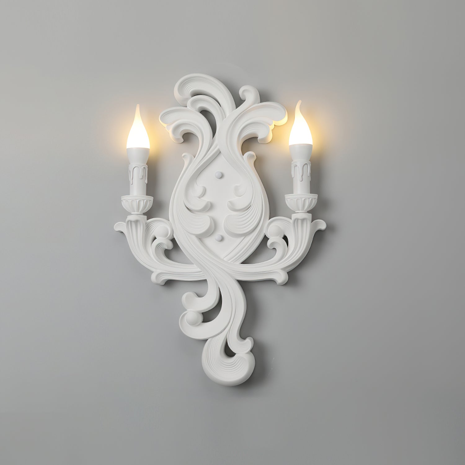 Wall Lamp Sculptural Plaster Candle Arms Uplighting Elegant - Neutral Decor