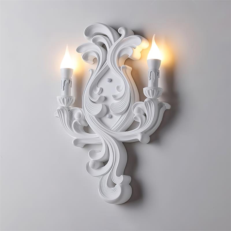 Wall Lamp Sculptural Plaster Candle Arms Uplighting Elegant - Neutral Decor
