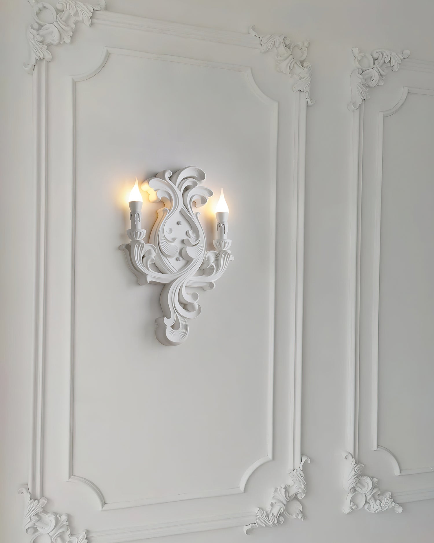 Wall Lamp Sculptural Plaster Candle Arms Uplighting Elegant - Neutral Decor