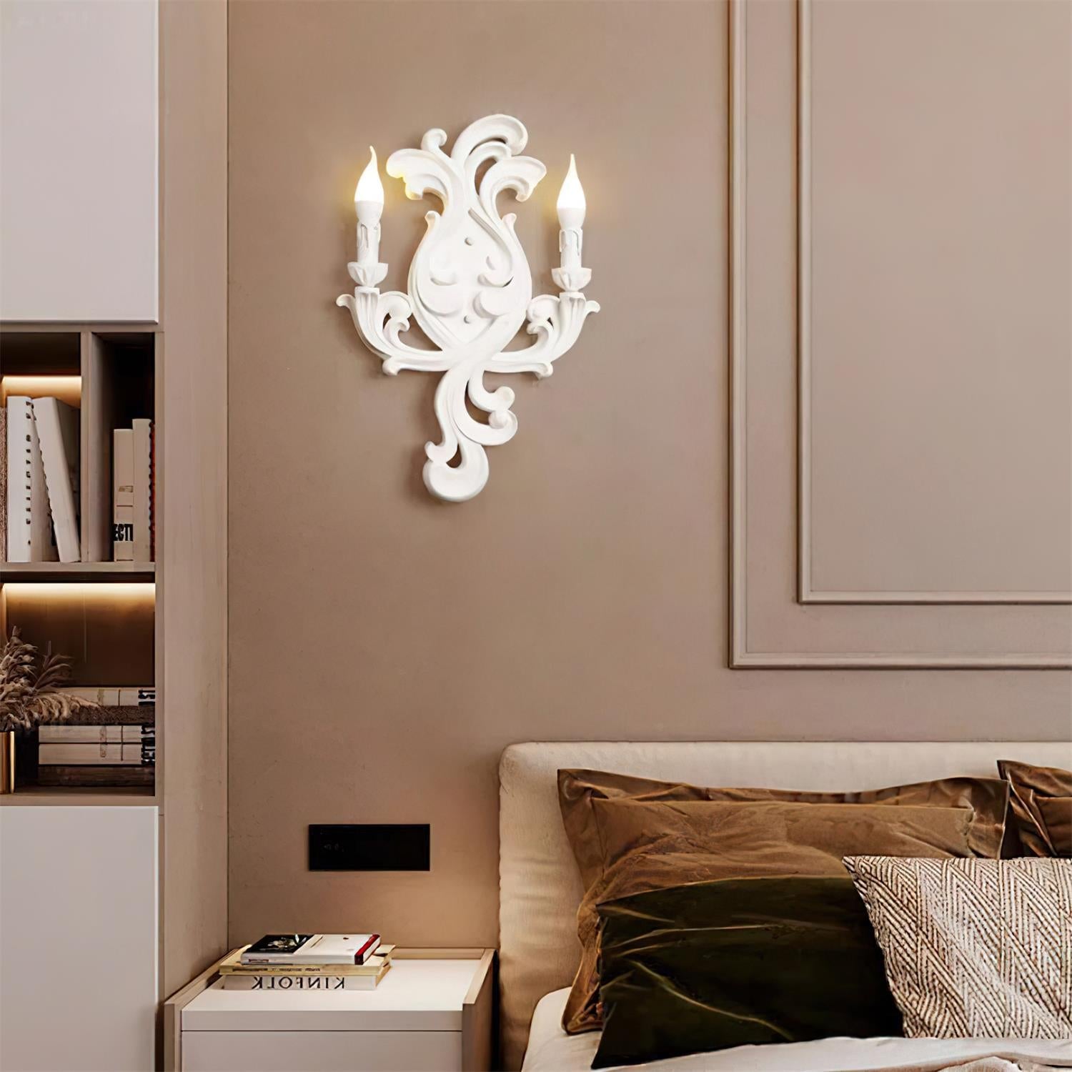 Wall Lamp Sculptural Plaster Candle Arms Uplighting Elegant - Neutral Decor
