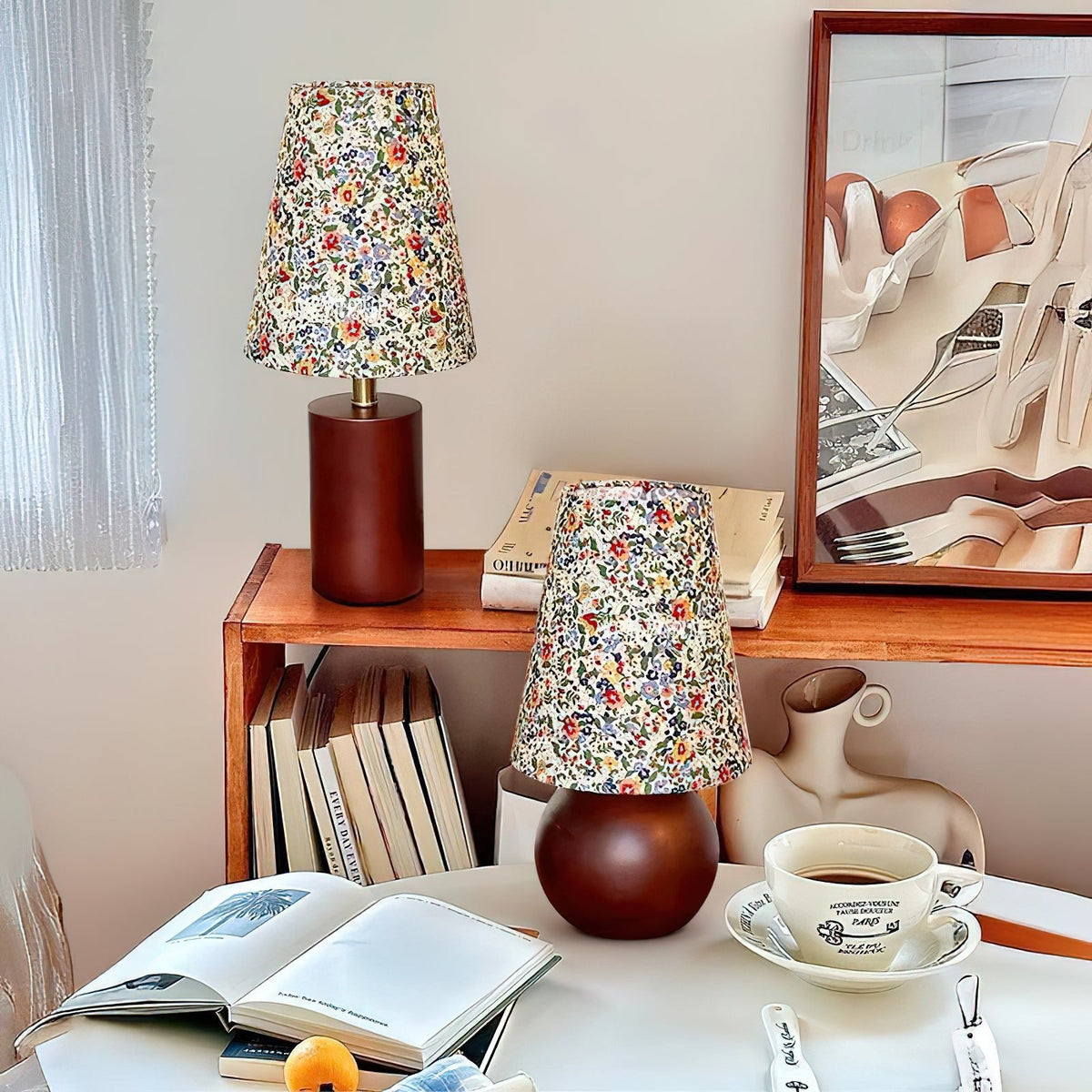 Elvivelia Vintage Wood Table Lamp