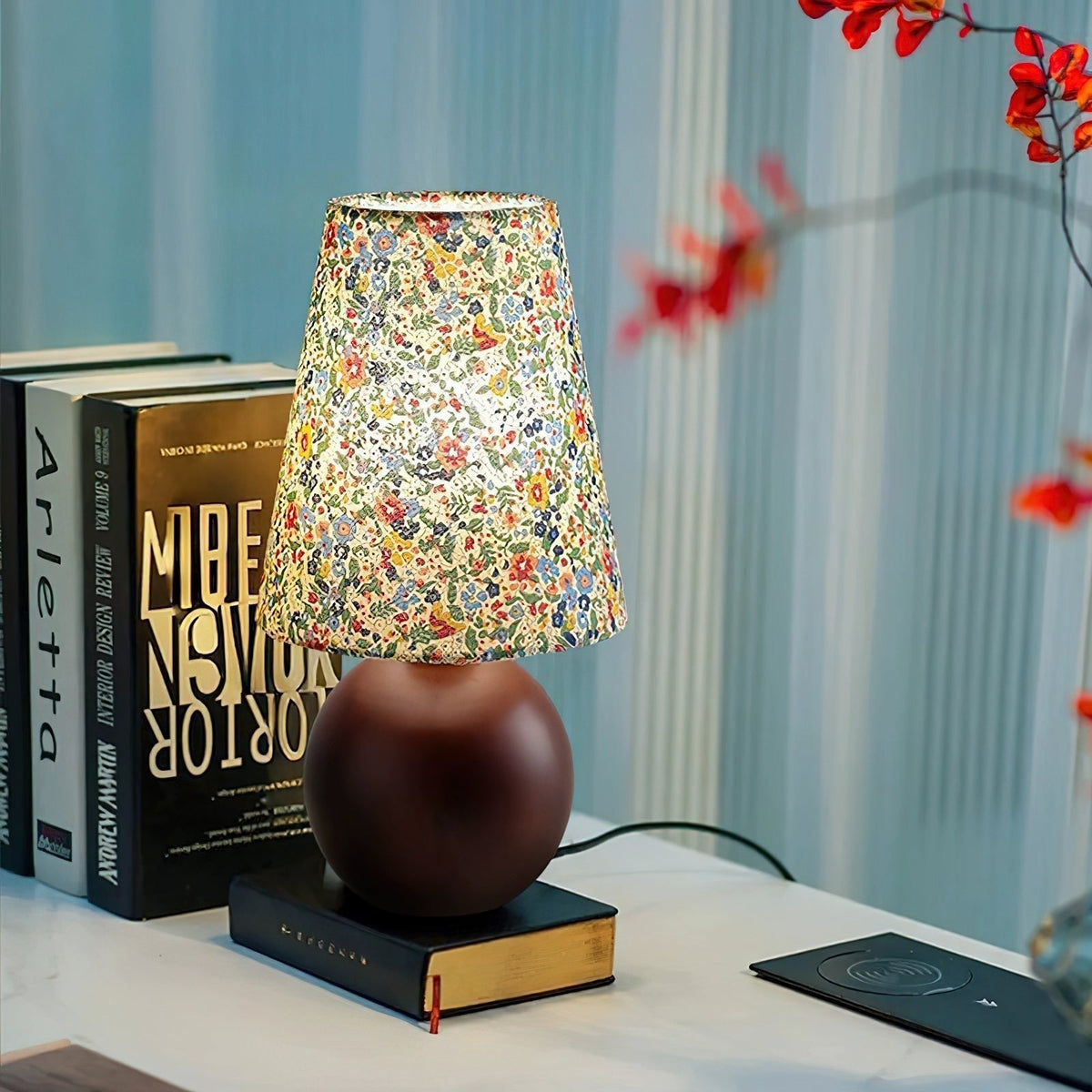 Elvivelia Vintage Wood Table Lamp