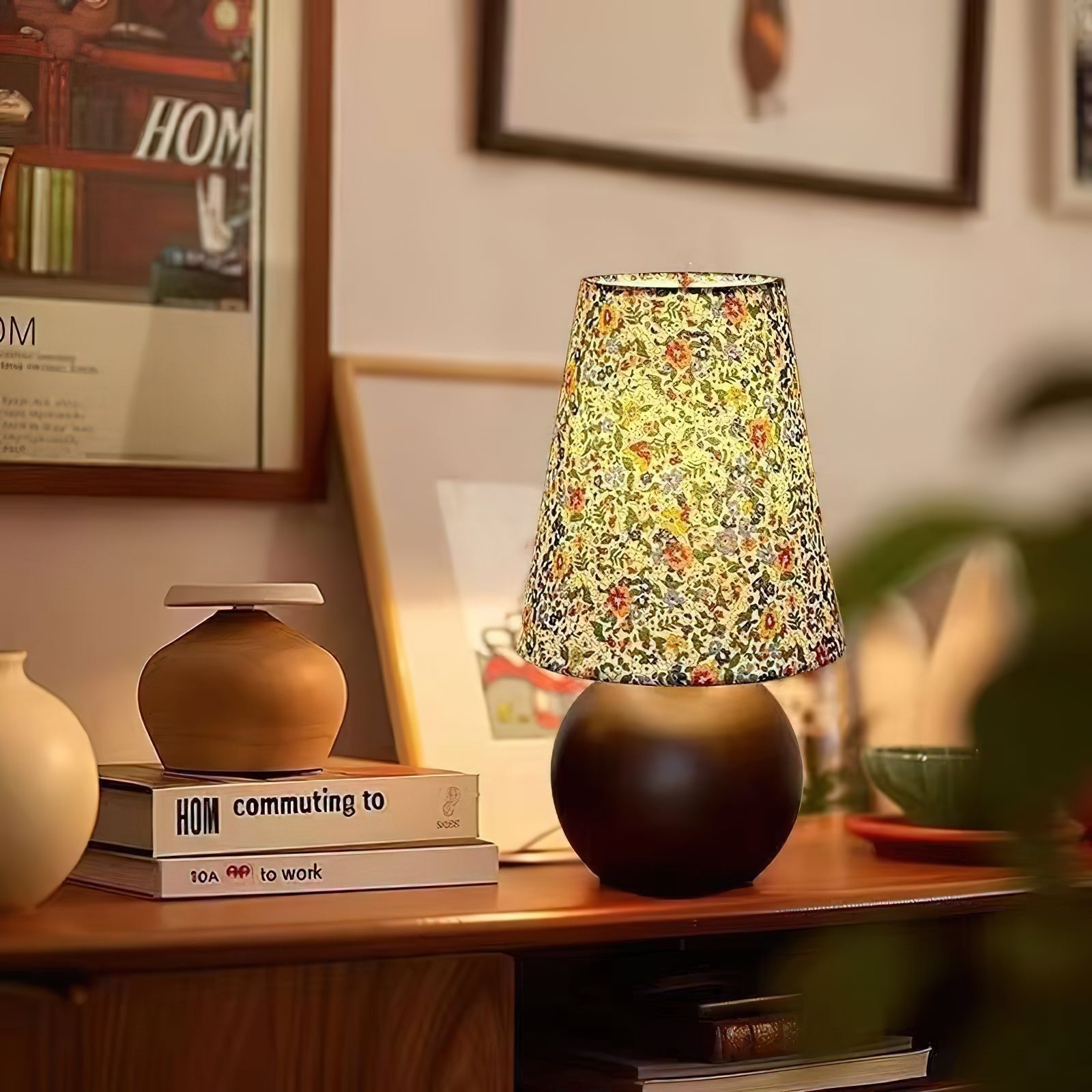 Elvivelia Vintage Wood Table Lamp
