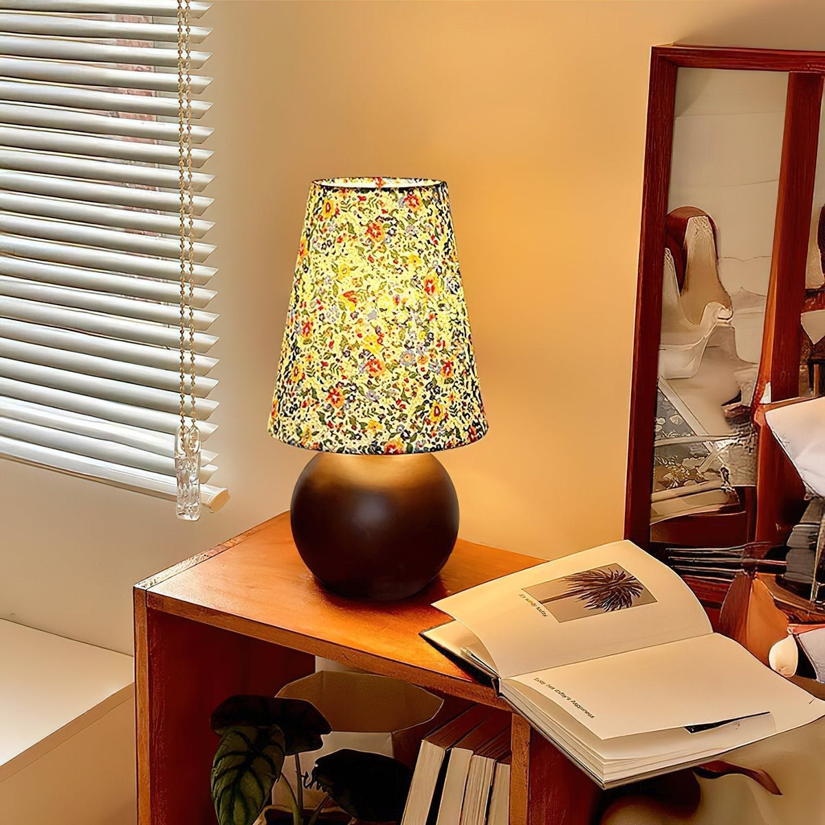 Elvivelia Vintage Wood Table Lamp