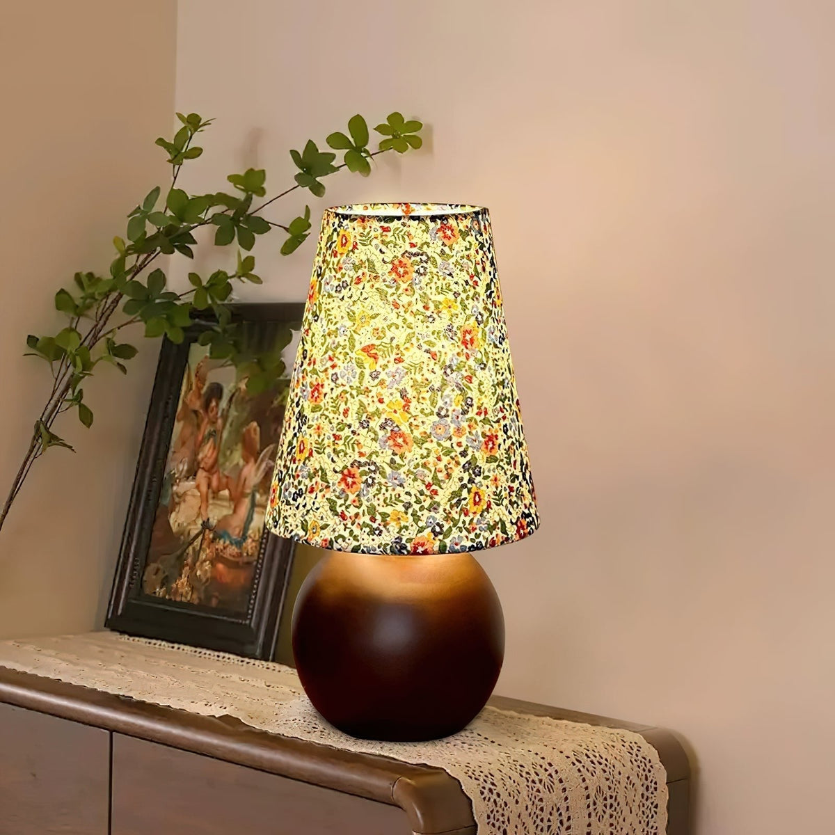 Elvivelia Vintage Wood Table Lamp