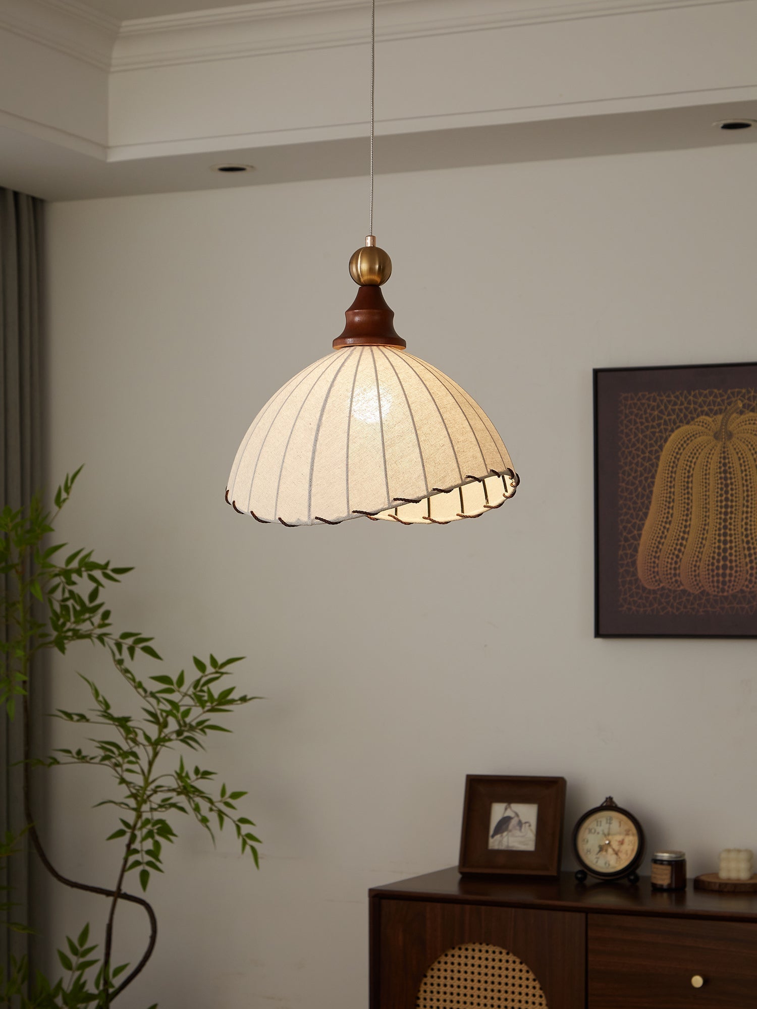 Earian Wood Fabric Elegant Pendant Light