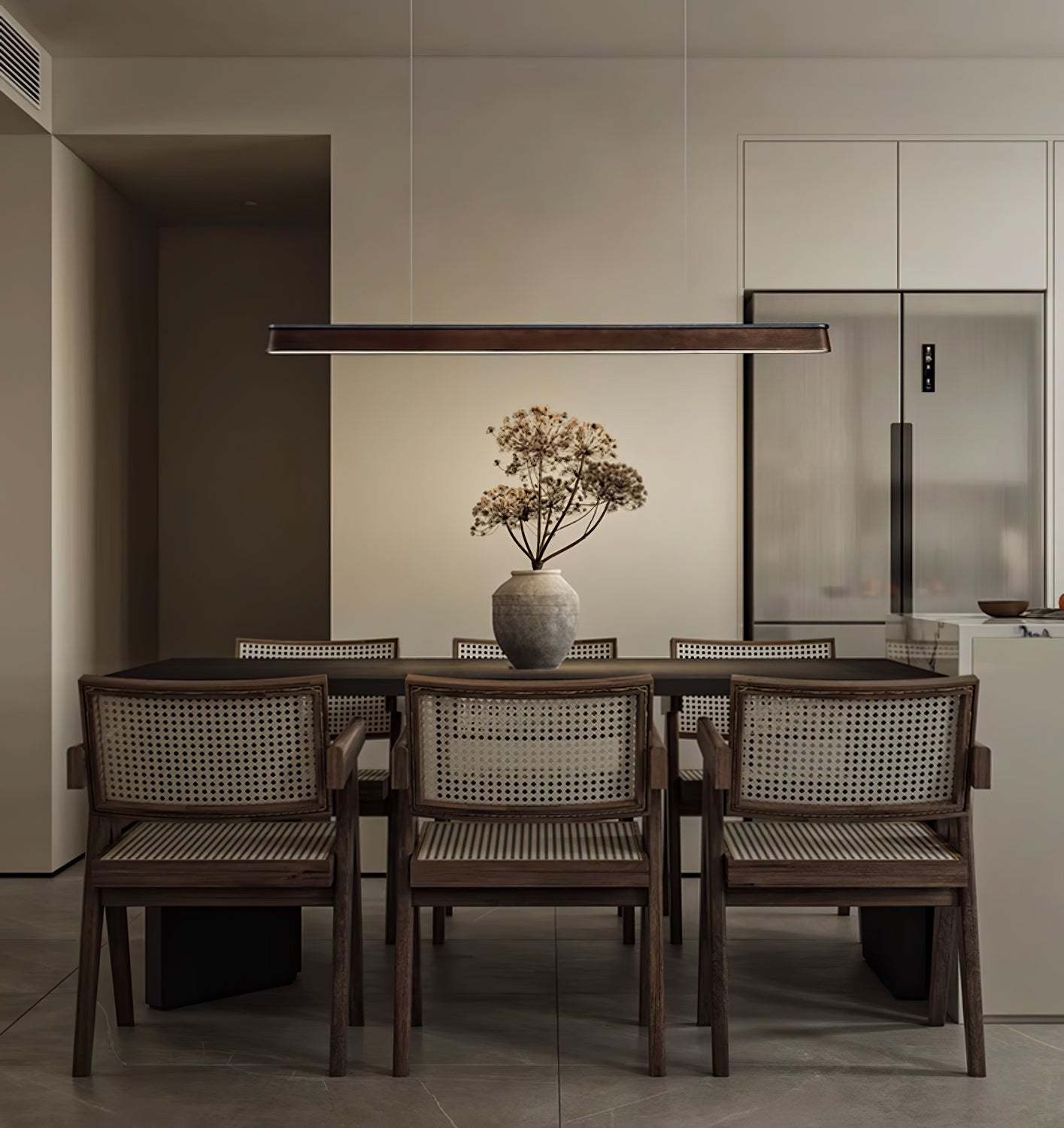 Zura Industrial Wood  Linear Pendant Lamp