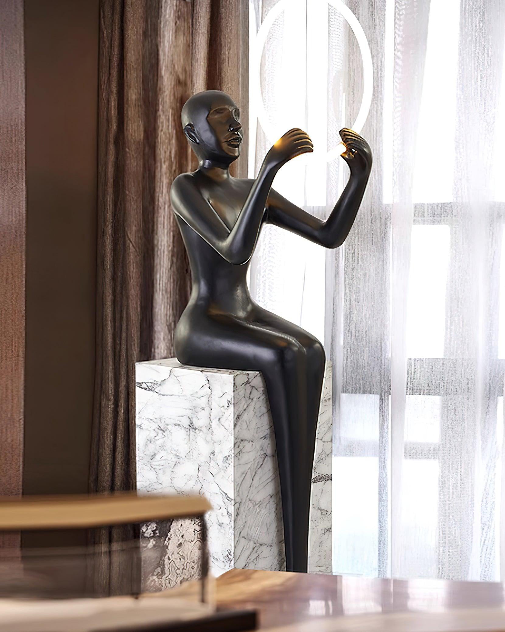 Orelaielle Sculptural Black Floor Lamp
