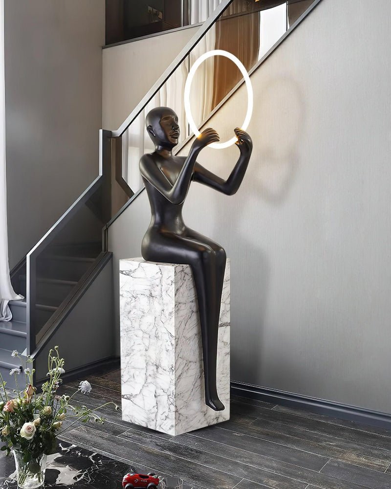 Orelaielle Sculptural Black Floor Lamp