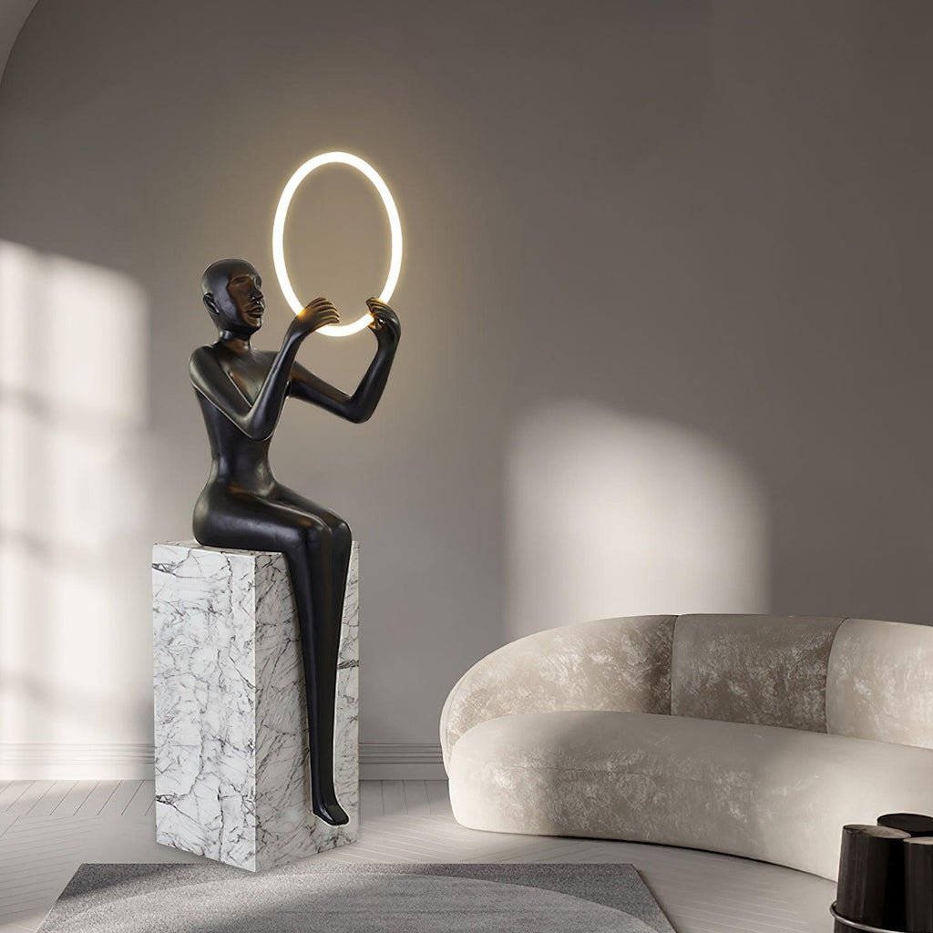 Orelaielle Sculptural Black Floor Lamp