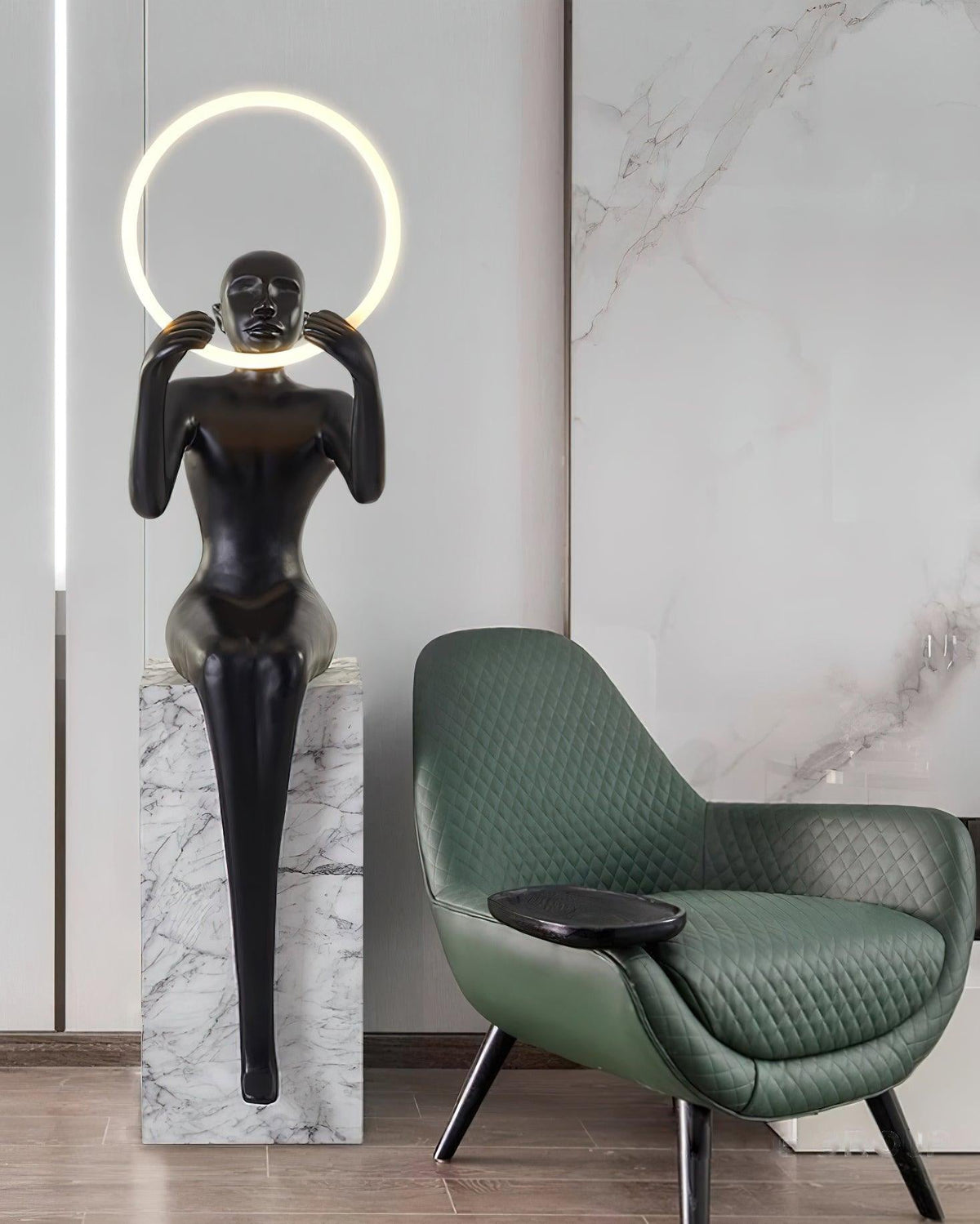 Orelaielle Sculptural Black Floor Lamp