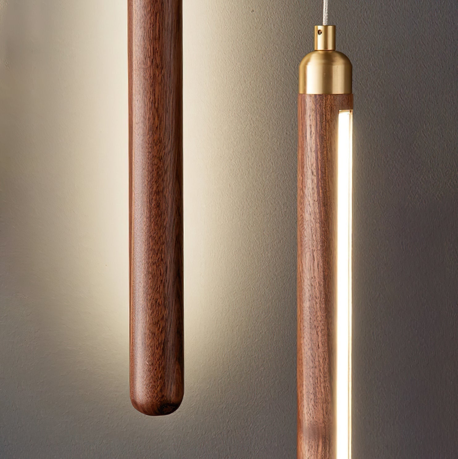Kyoto Walnut Brass Linear Pendant Light