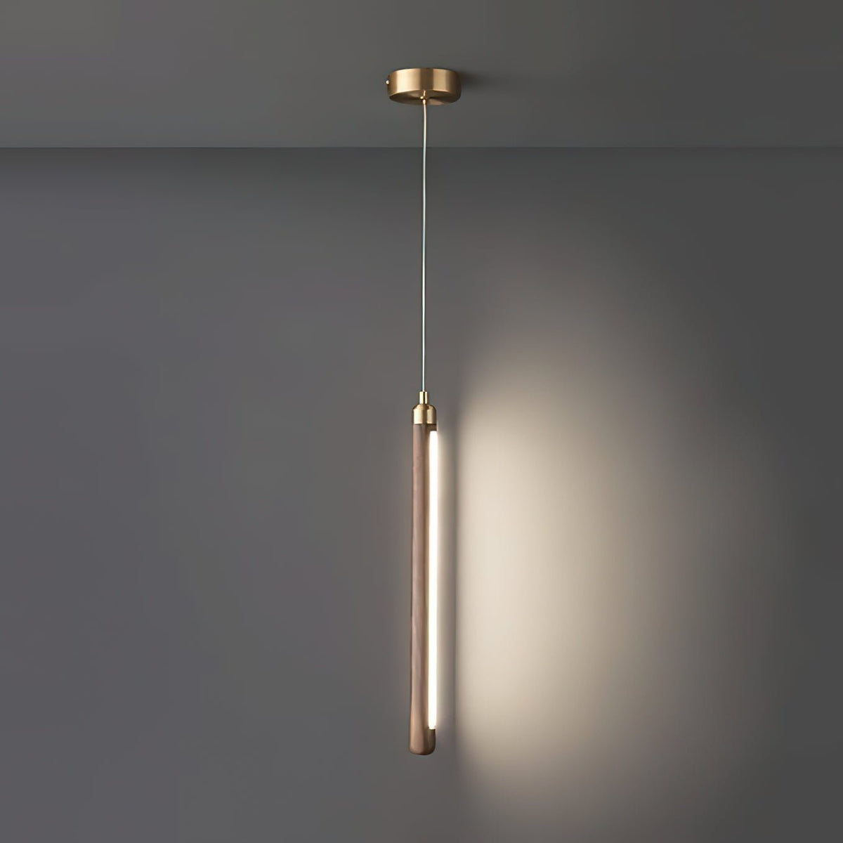 Kyoto Walnut Brass Linear Pendant Light