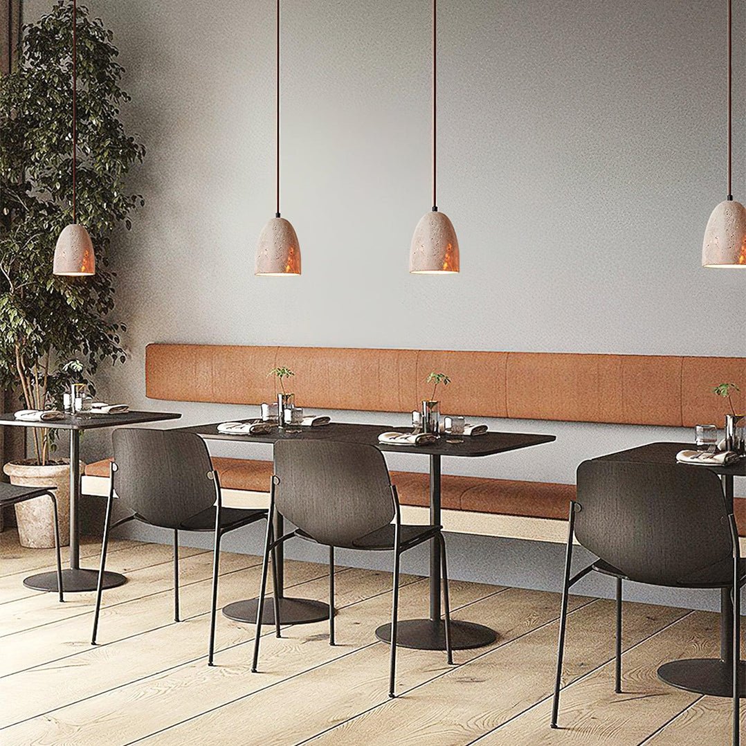 Evtheira Conical Travertine Pendant Light - Neutral Decor