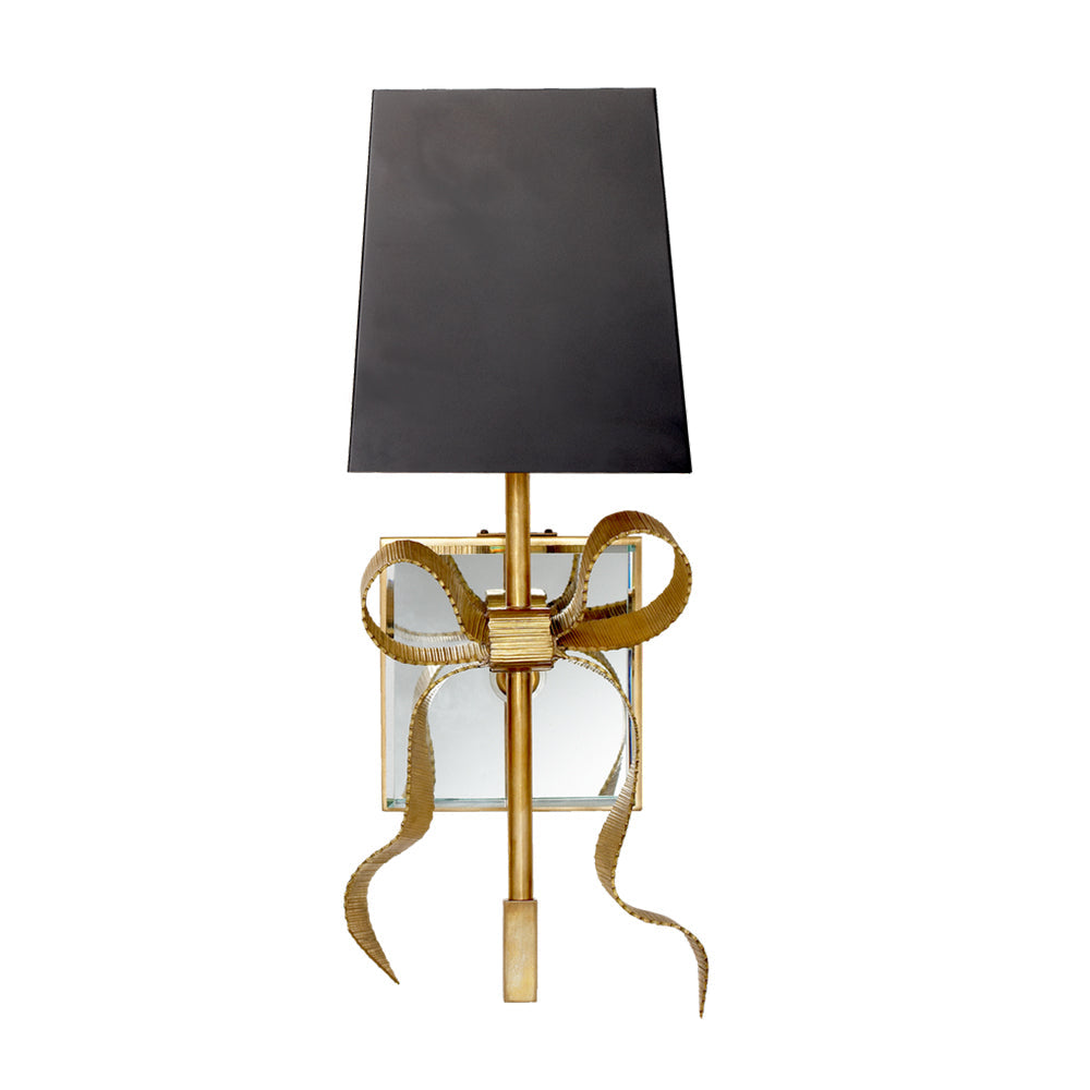 Ribelle Black Shade Wall Sconce with Gold Bow Accent - Neutral Decor