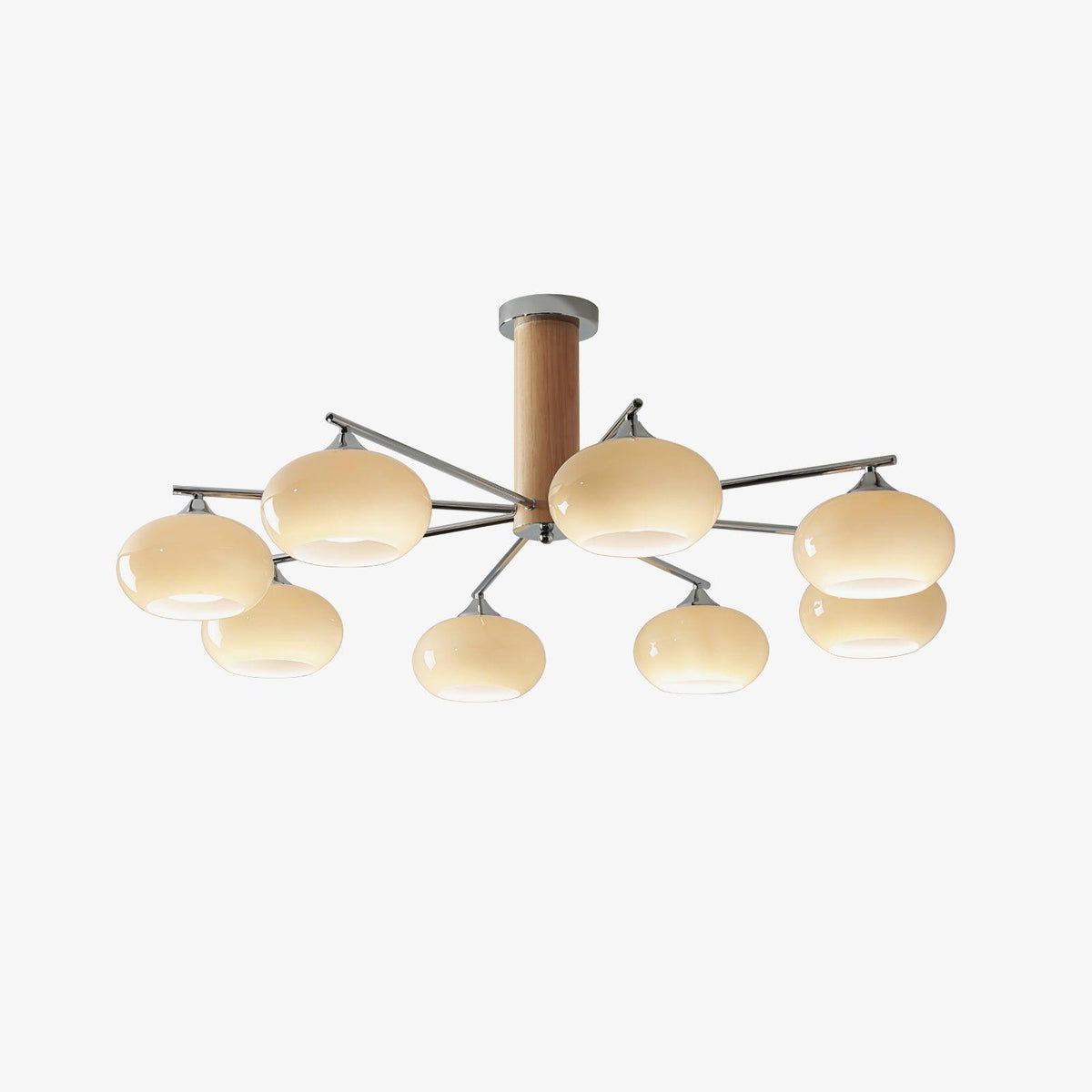 Srra Chandelier Persimmon Glass Mid-Century 8-Light
