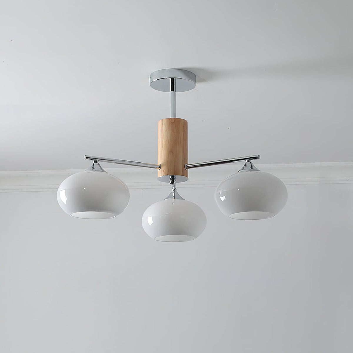 Srra Chandelier Persimmon Glass Mid-Century 8-Light