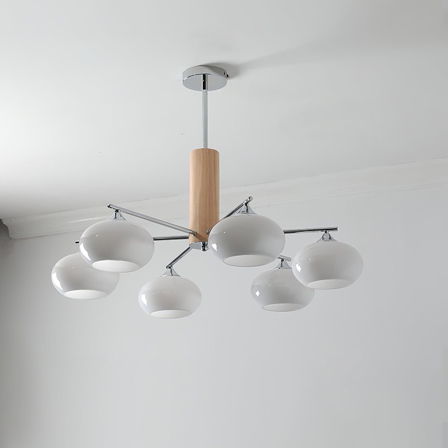 Srra Chandelier Persimmon Glass Mid-Century 8-Light