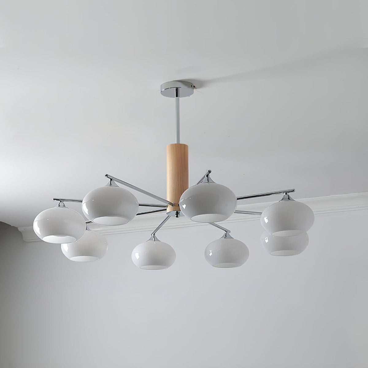 Srra Chandelier Persimmon Glass Mid-Century 8-Light