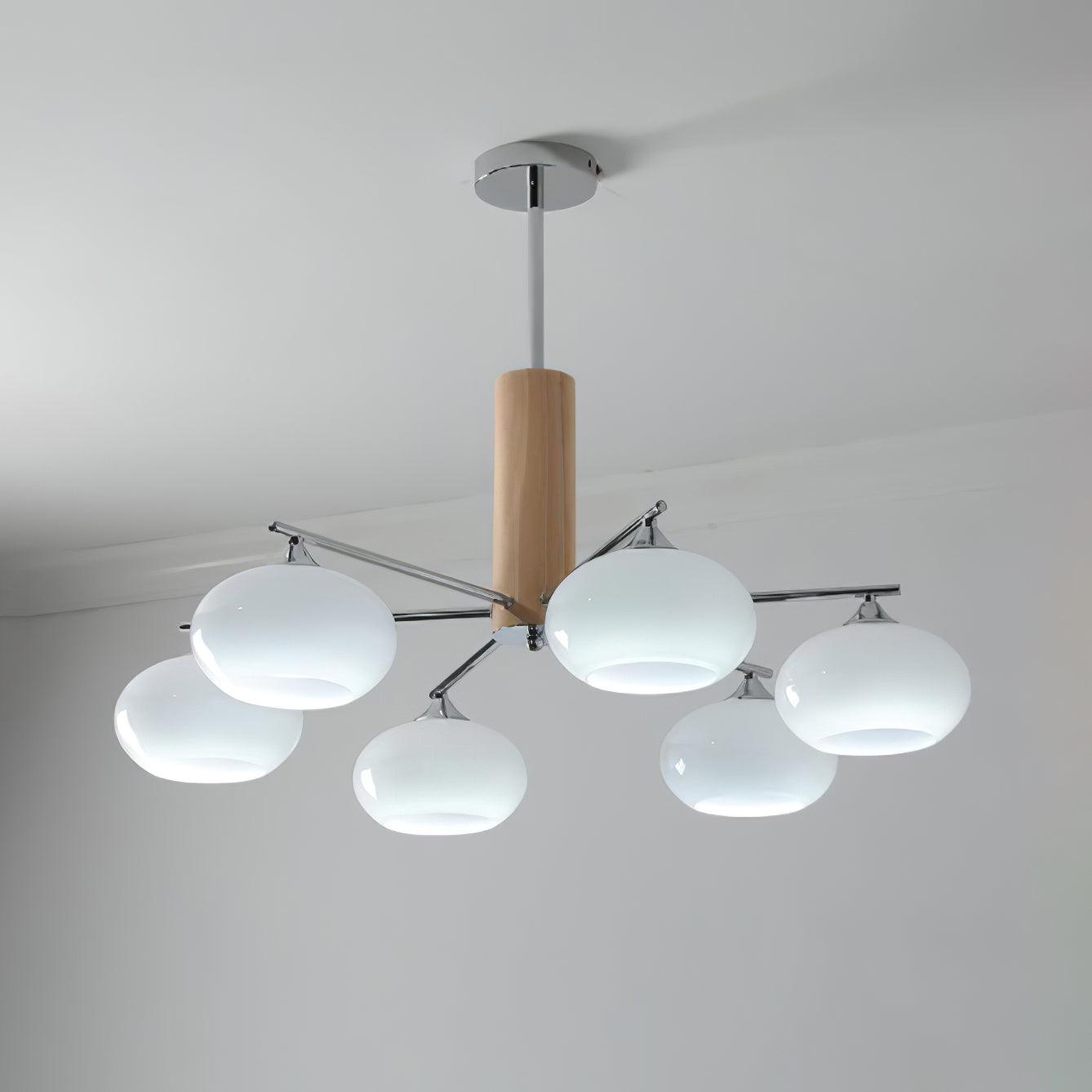Srra Chandelier Persimmon Glass Mid-Century 8-Light