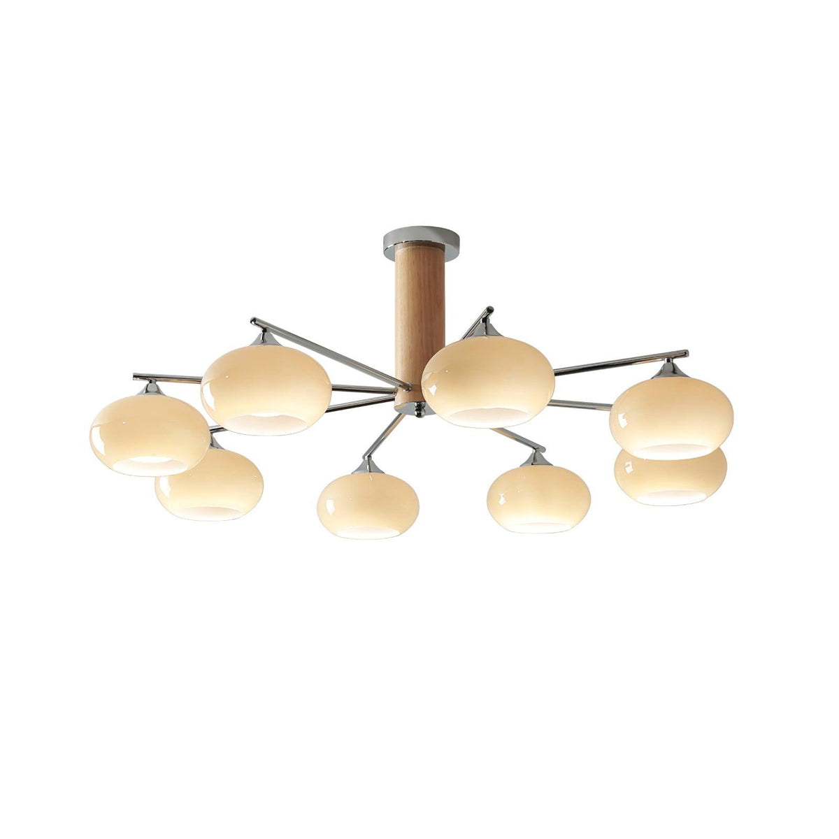 Srra Chandelier Persimmon Glass Mid-Century 8-Light