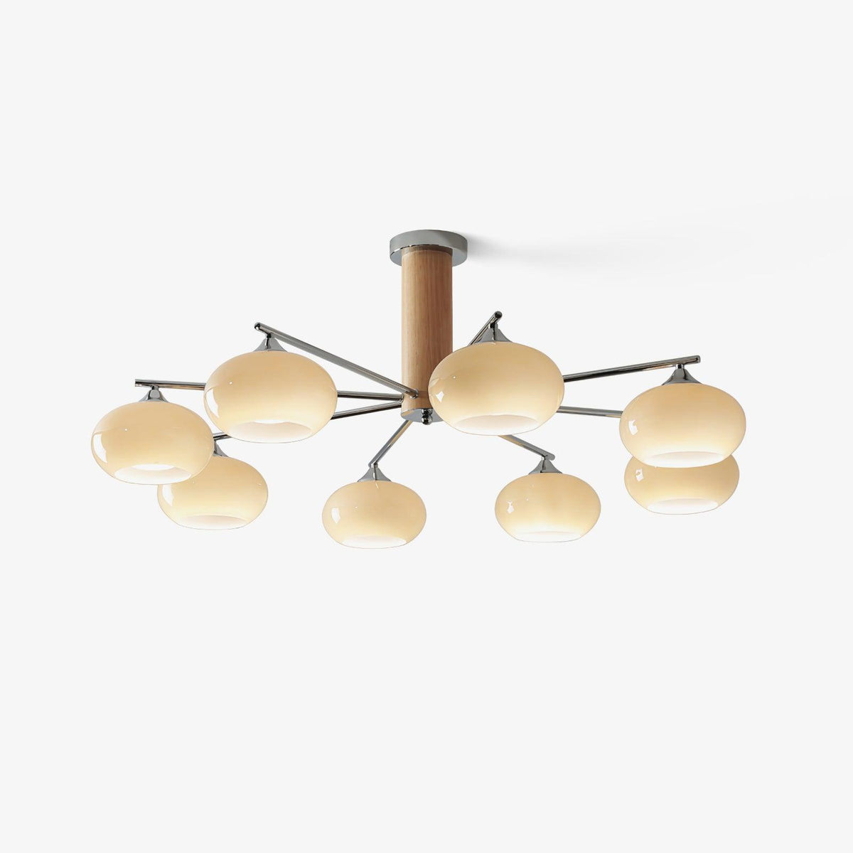 Srra Chandelier Persimmon Glass Mid-Century 8-Light