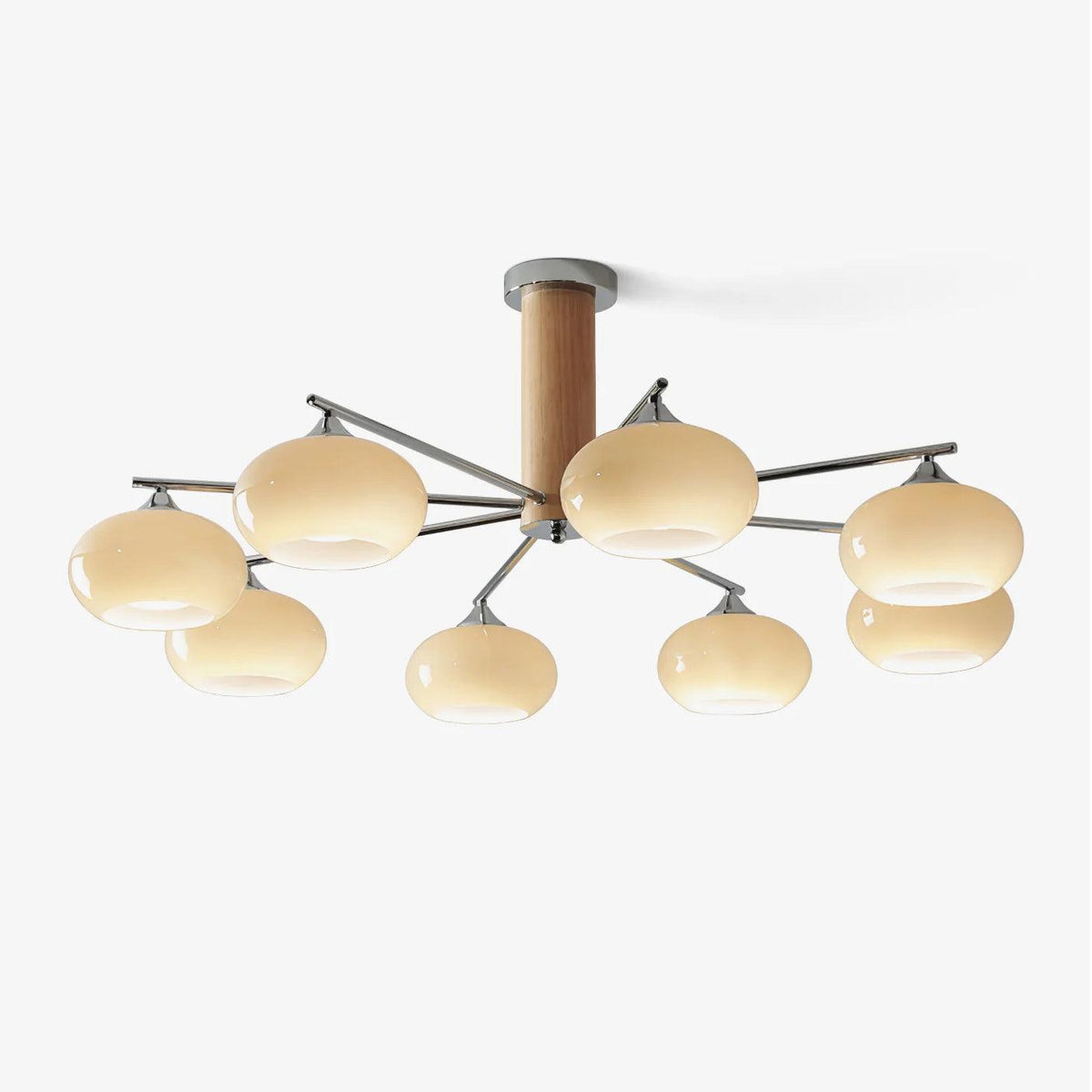 Srra Chandelier Persimmon Glass Mid-Century 8-Light