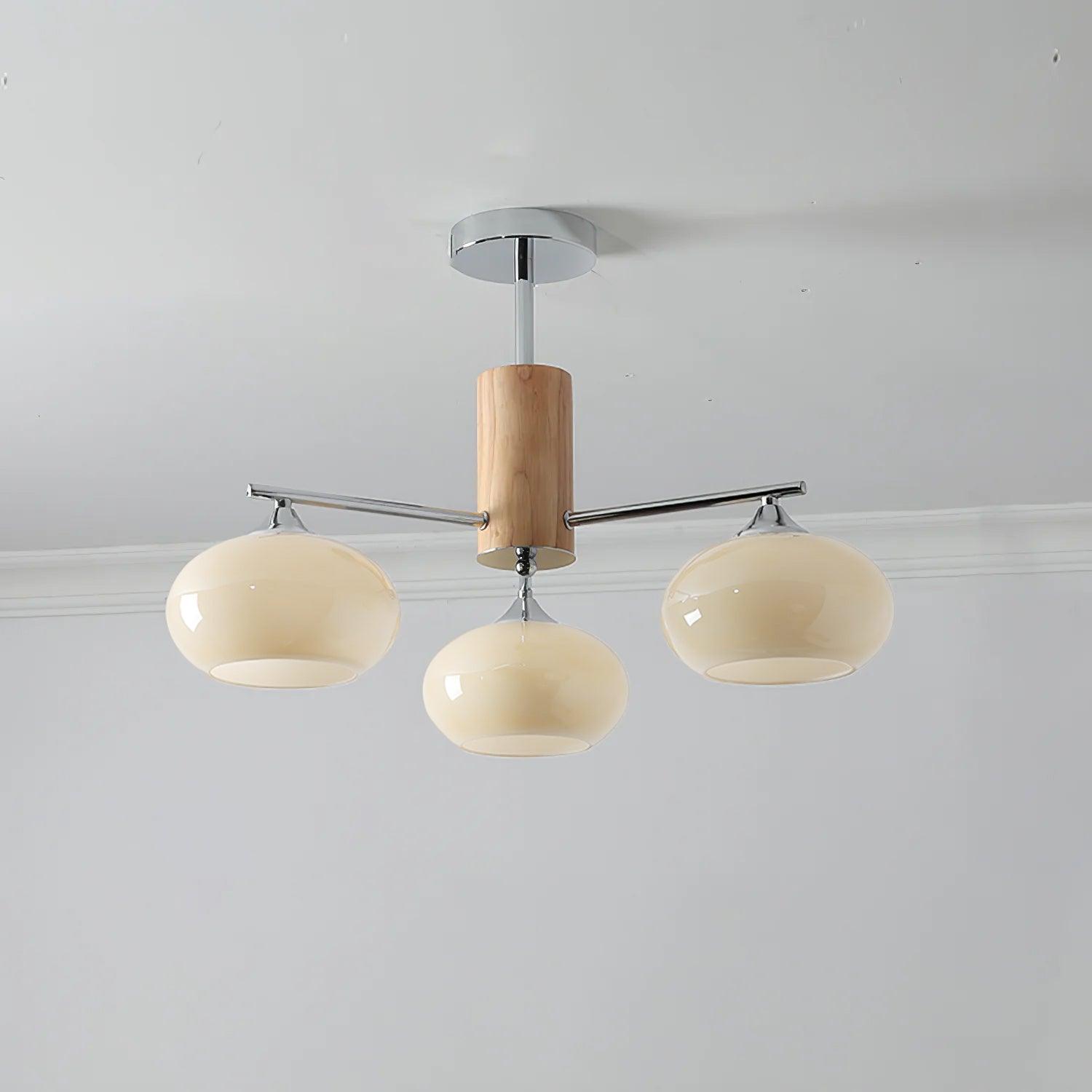 Srra Chandelier Persimmon Glass Mid-Century 8-Light