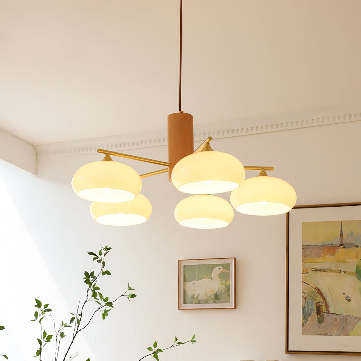 Ivor Glass Persimmon Chandeliers