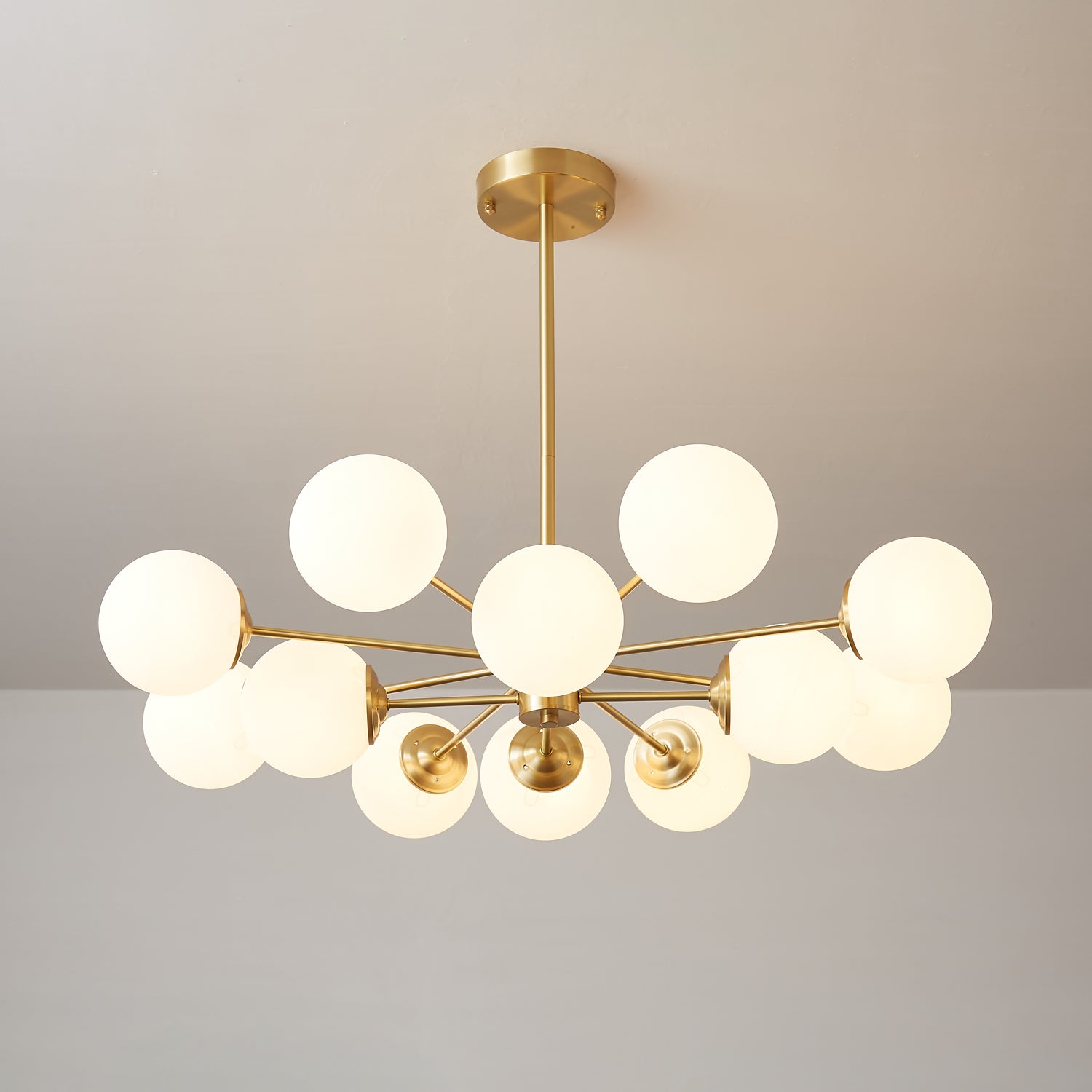 Velirora Chandelier Elysium Brass Frosted Glass Orbs