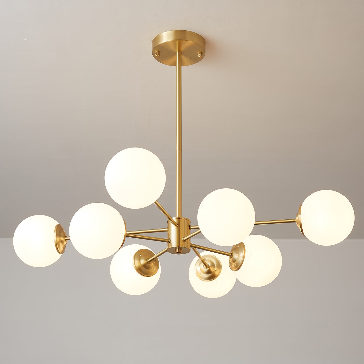 Velirora Chandelier Elysium Brass Frosted Glass Orbs