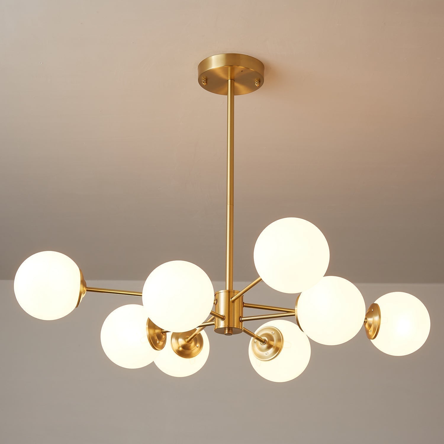Velirora Chandelier Elysium Brass Frosted Glass Orbs