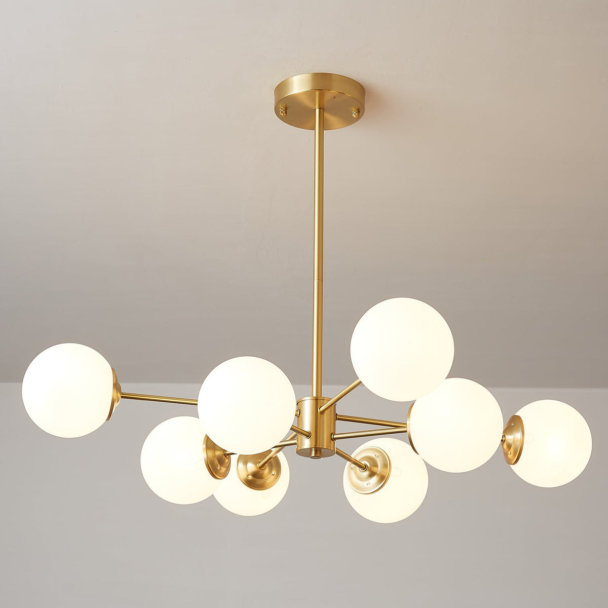 Velirora Chandelier Elysium Brass Frosted Glass Orbs