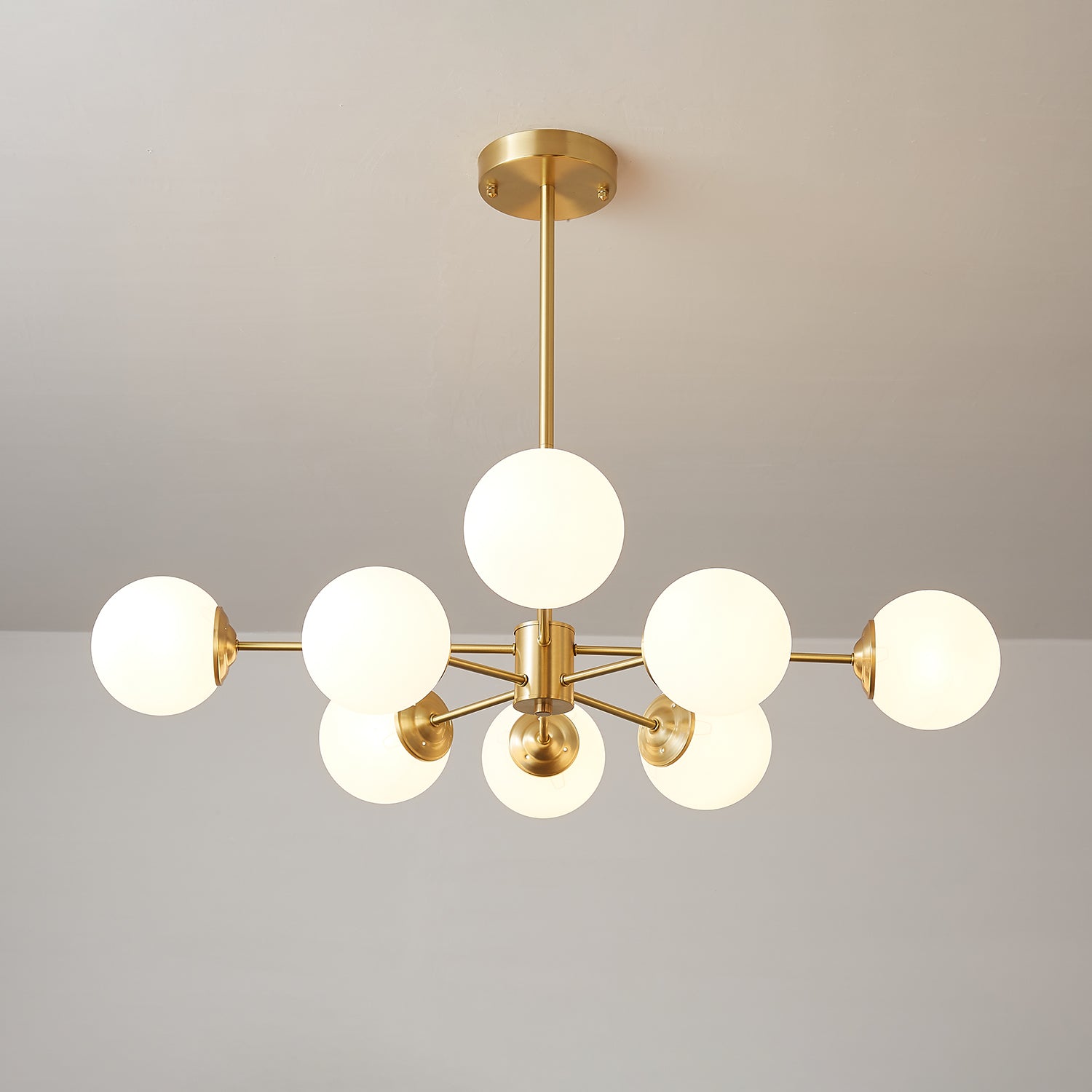 Velirora Chandelier Elysium Brass Frosted Glass Orbs