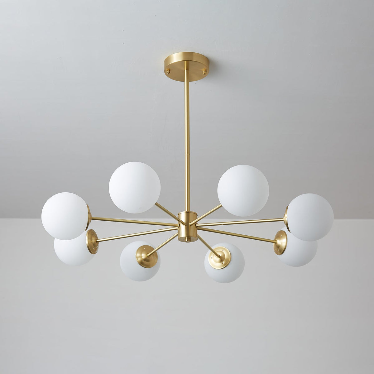 Velirora Chandelier Elysium Brass Frosted Glass Orbs