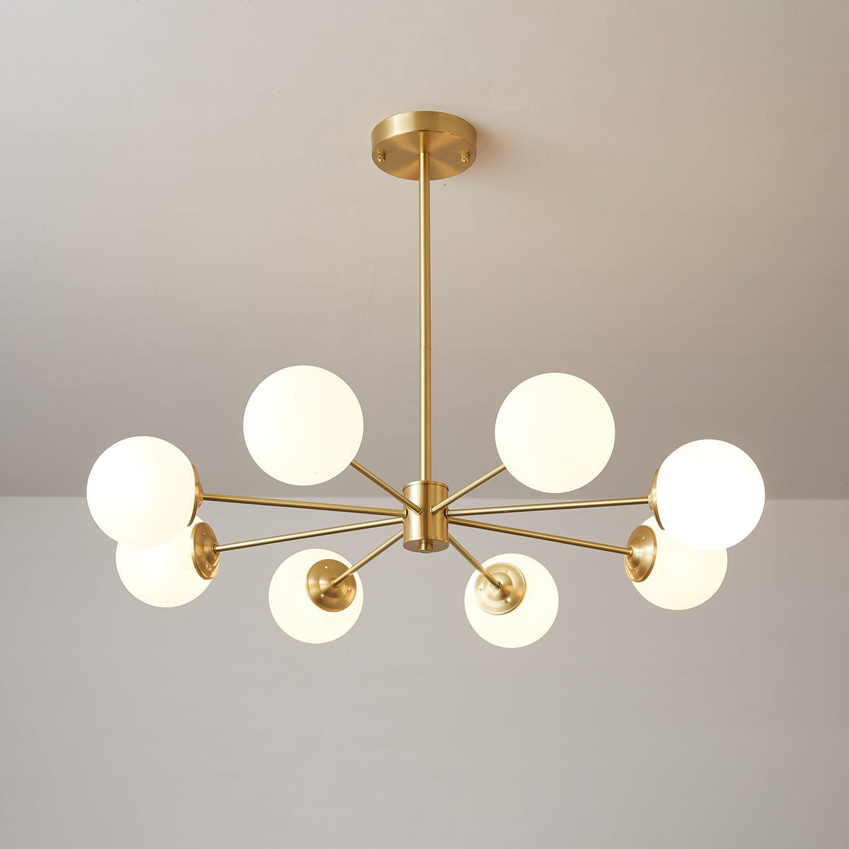 Velirora Chandelier Elysium Brass Frosted Glass Orbs
