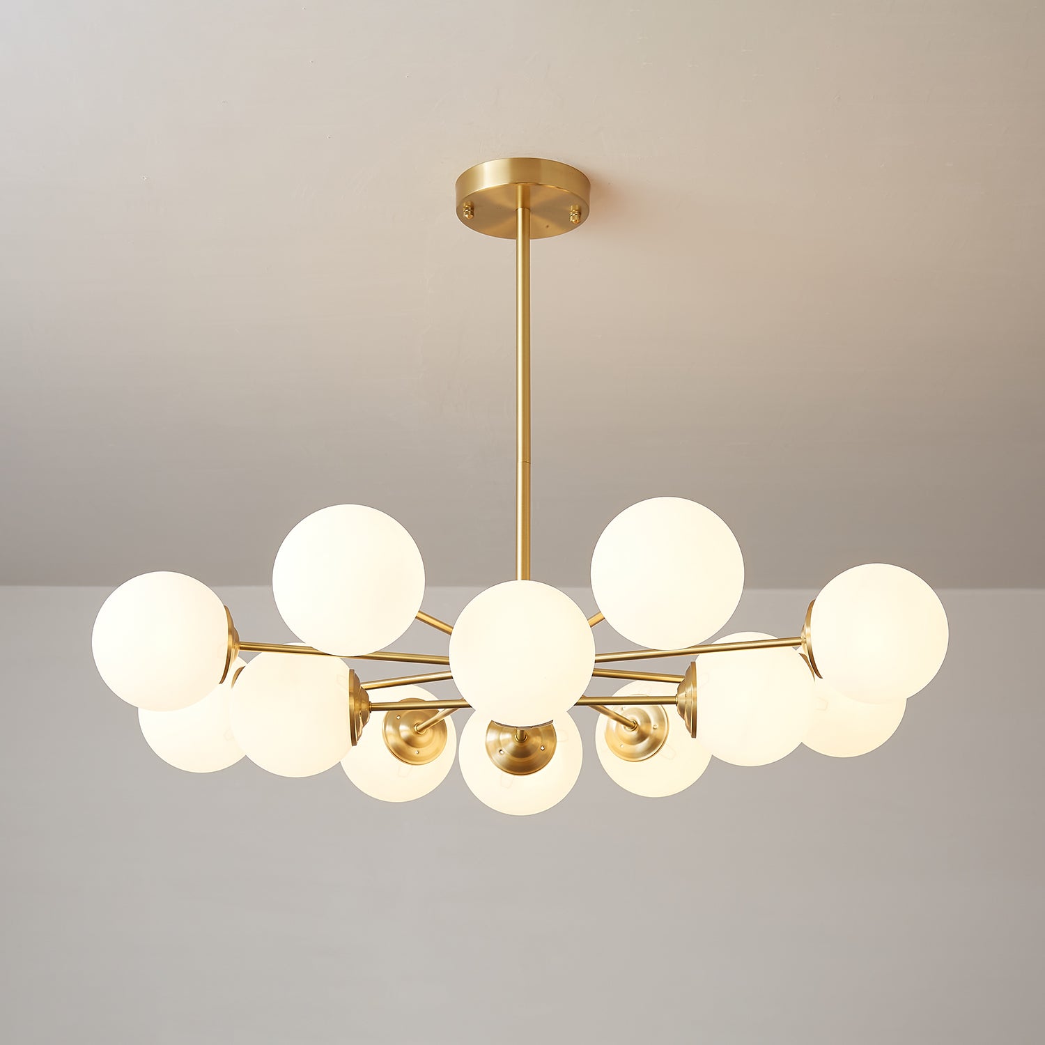 Velirora Chandelier Elysium Brass Frosted Glass Orbs