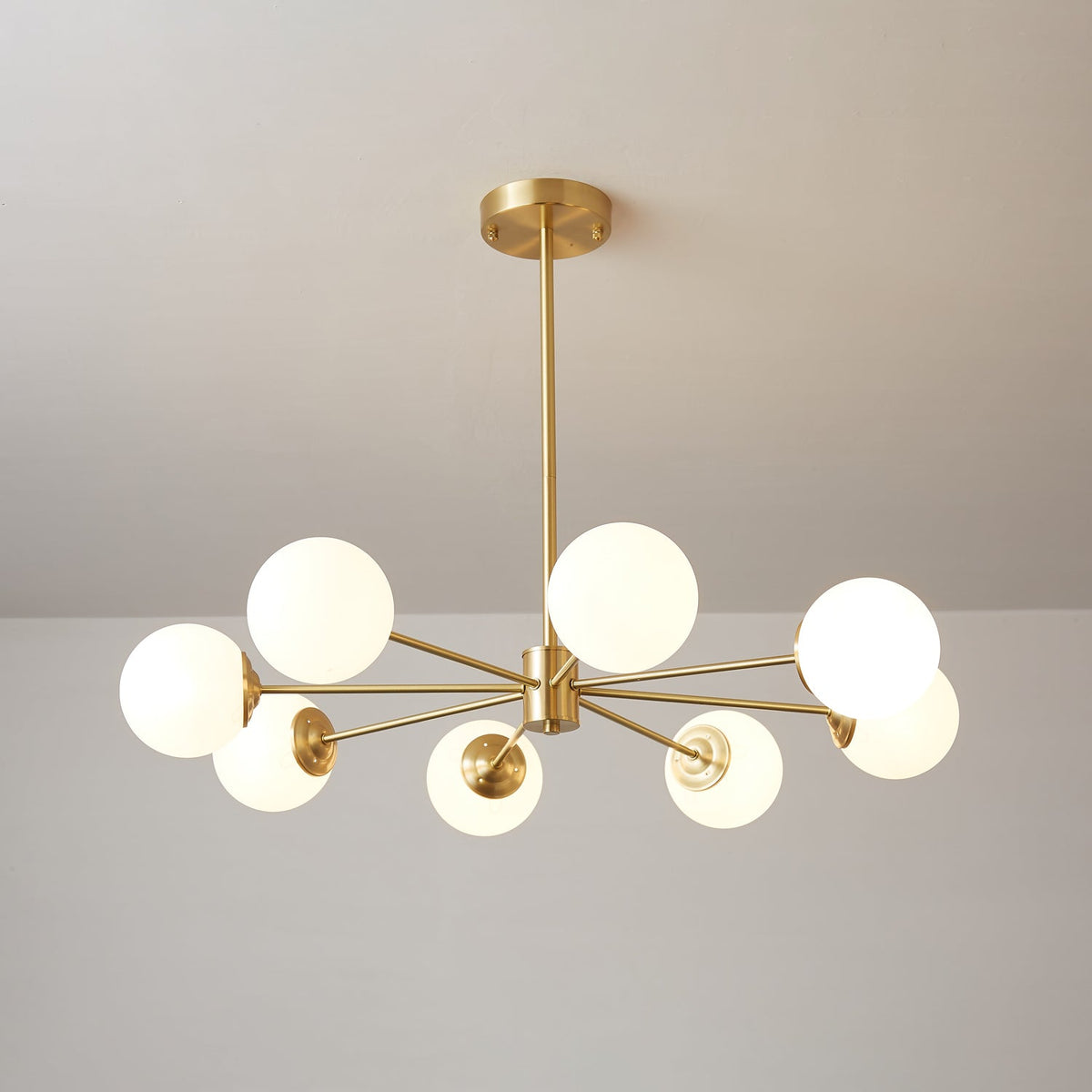 Velirora Chandelier Elysium Brass Frosted Glass Orbs