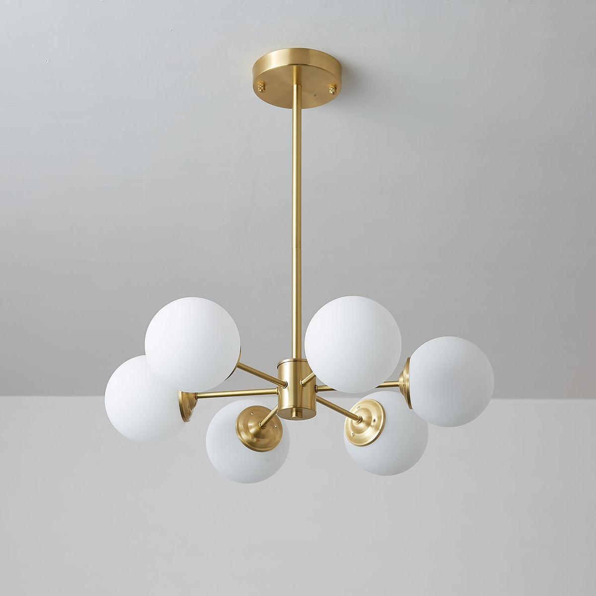 Velirora Chandelier Elysium Brass Frosted Glass Orbs