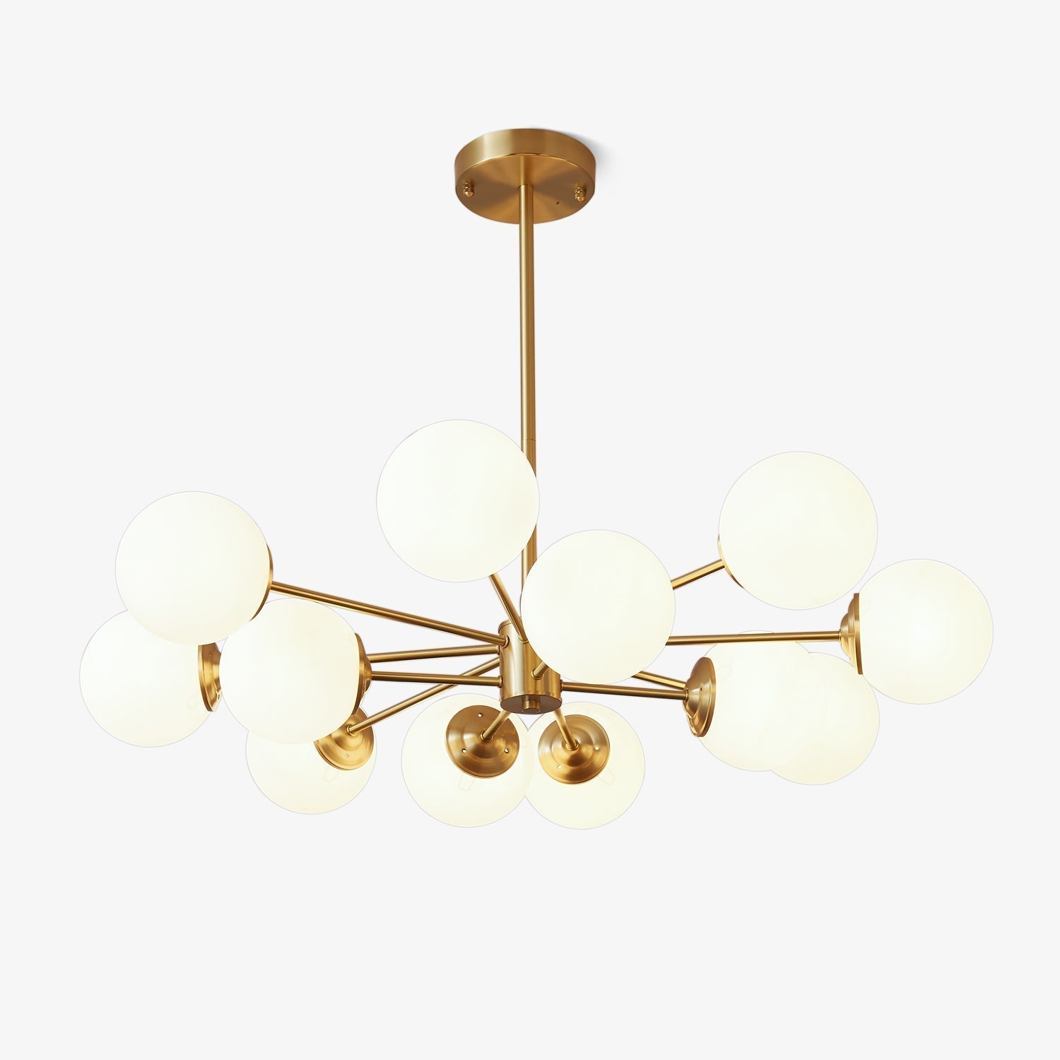 Velirora Chandelier Elysium Brass Frosted Glass Orbs