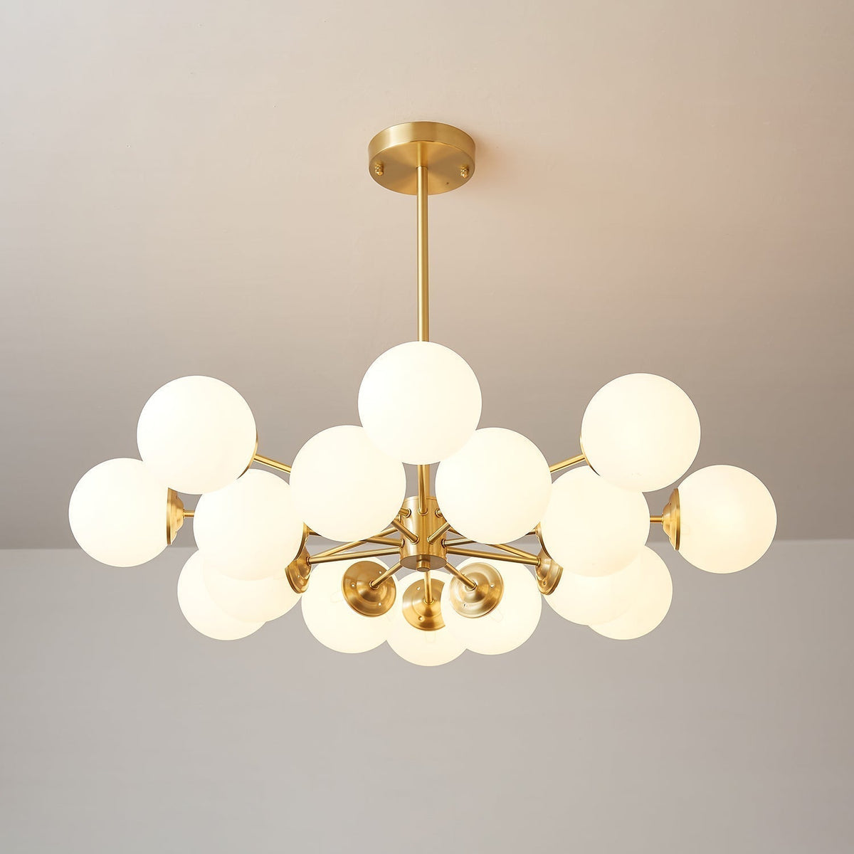 Velirora Chandelier Elysium Brass Frosted Glass Orbs