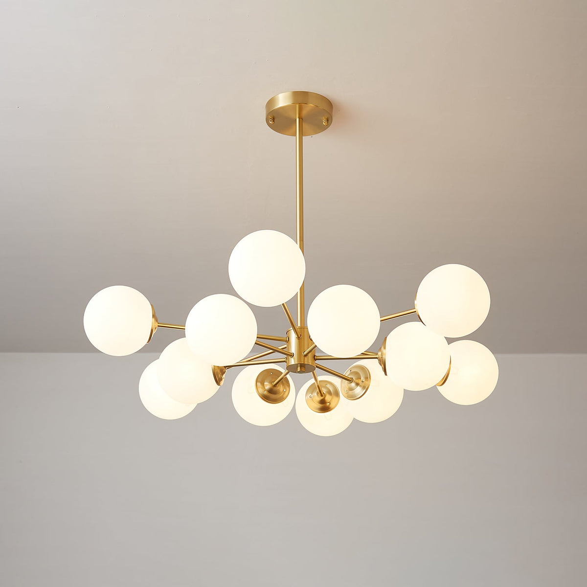 Velirora Chandelier Elysium Brass Frosted Glass Orbs