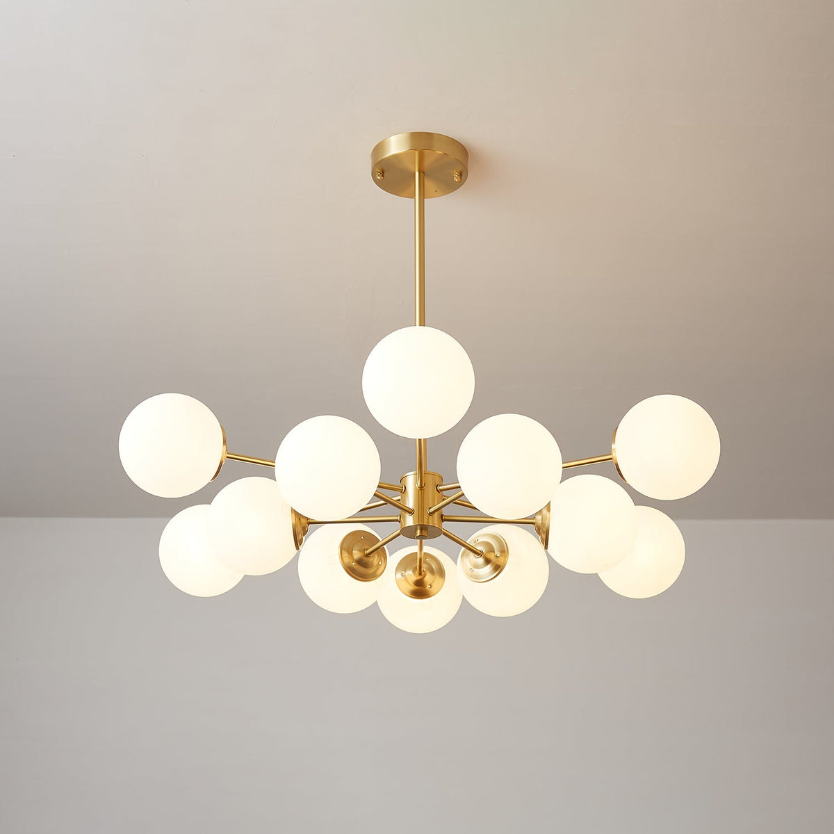 Velirora Chandelier Elysium Brass Frosted Glass Orbs