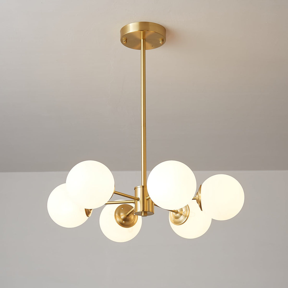 Velirora Chandelier Elysium Brass Frosted Glass Orbs