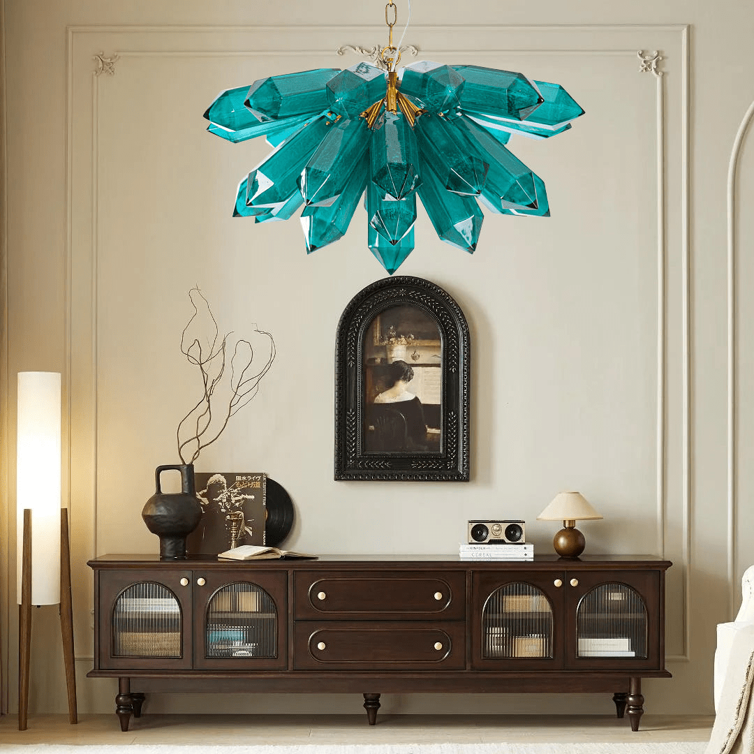 Luxalira Chandelier Emerald Crystal Starburst Gold