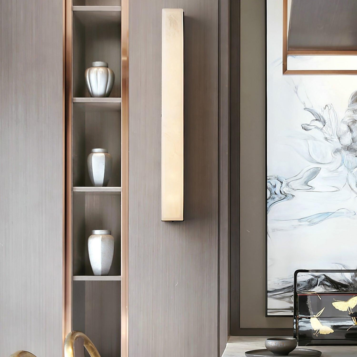 Colette Linear Brass Alabaster Wall Lamp