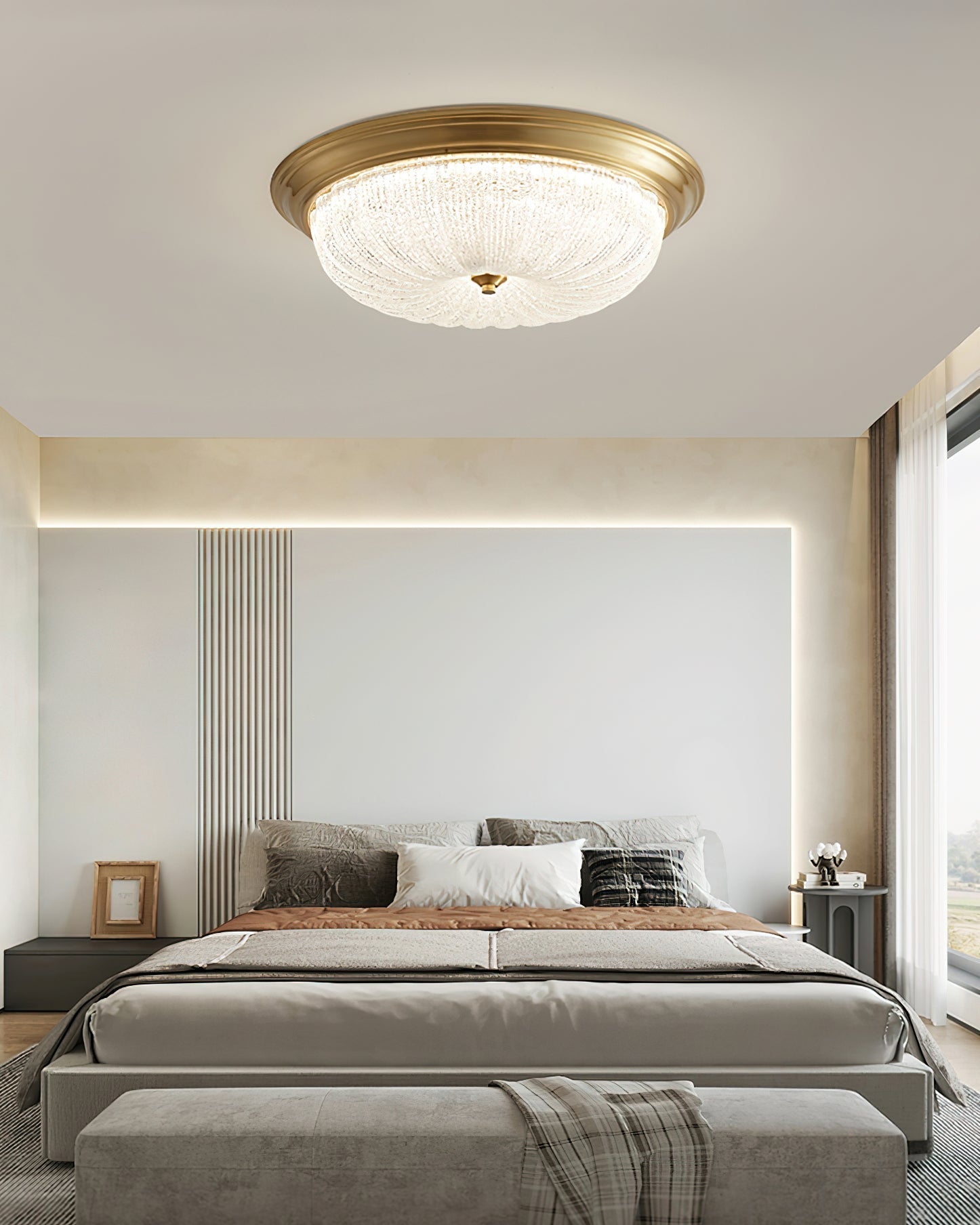 Nyrinis Traditional Classic Brass Glass Ceiling Light